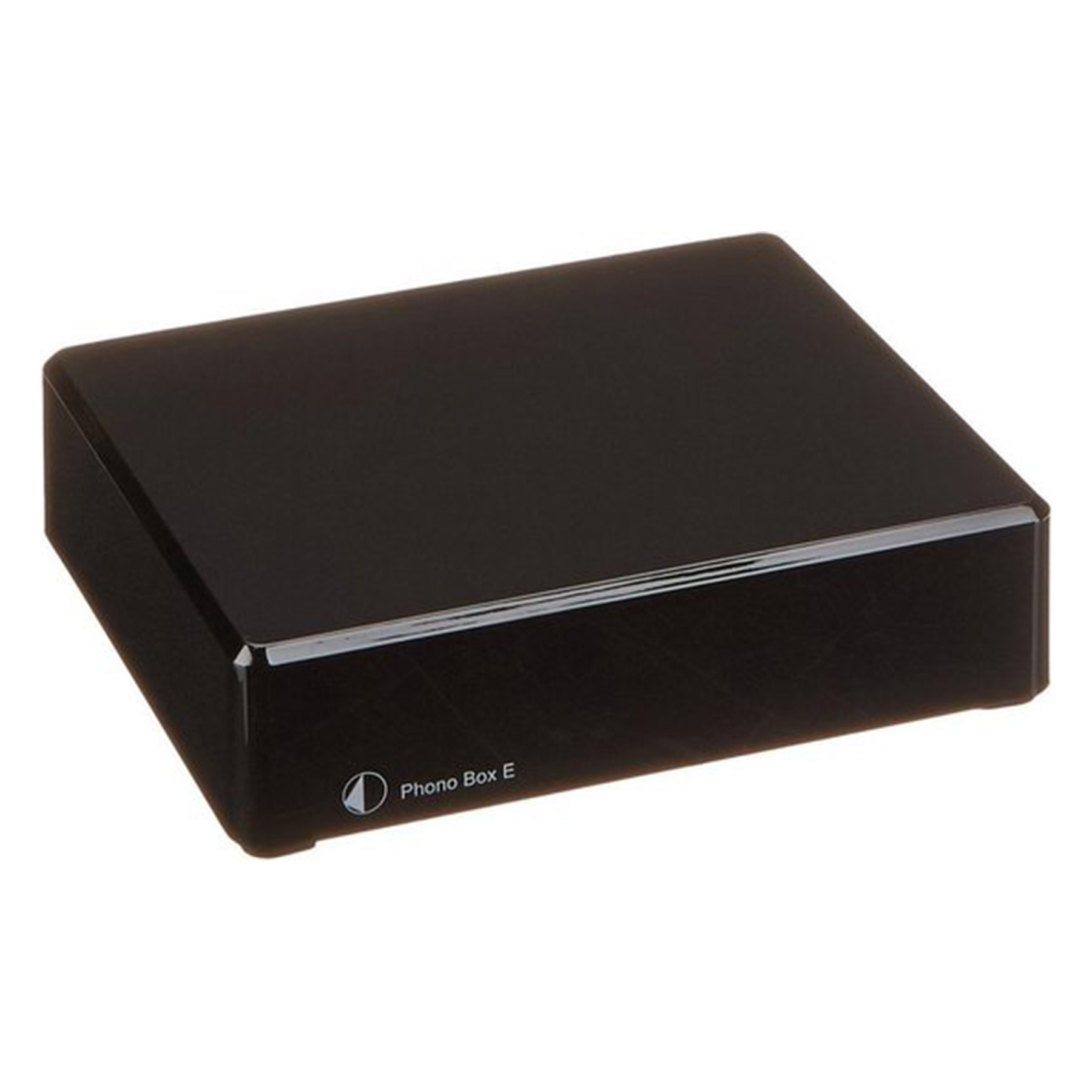 Czarny, prostokątny phono box z napisem 'Phono Box E'. Białe logo w lewym dolnym rogu.