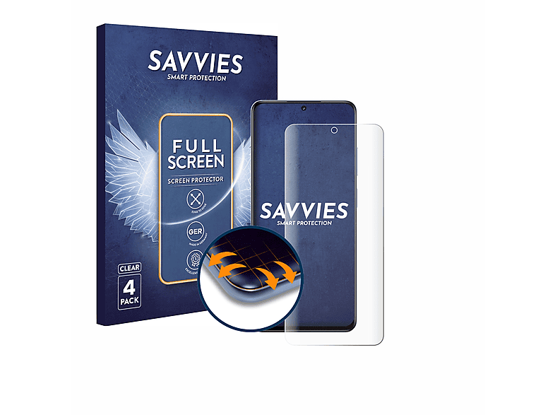 Savvies Displayschutzfolie Für Gard Pro Health Smartwatch 2+ - 4x Full-Cover Schutz, 3D Gebogen