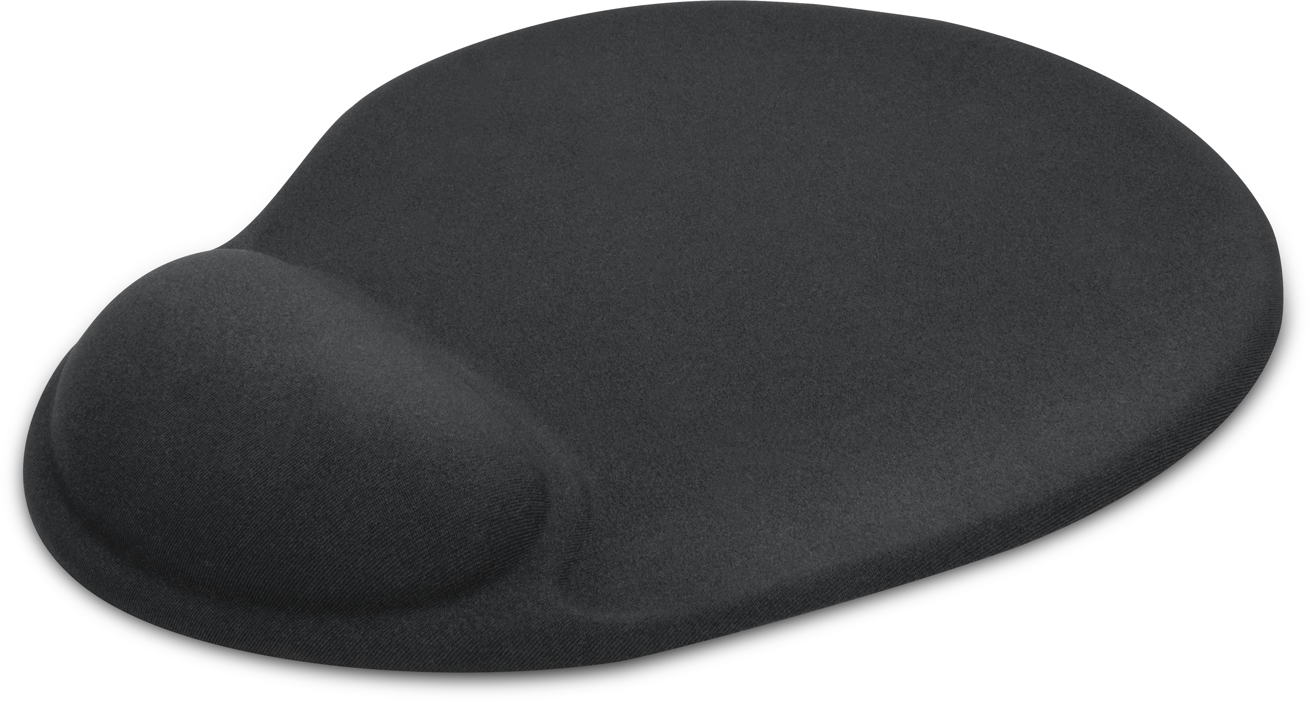 Ein schwarzes, ergonomisches Mauspad mit Handgelenkauflage.