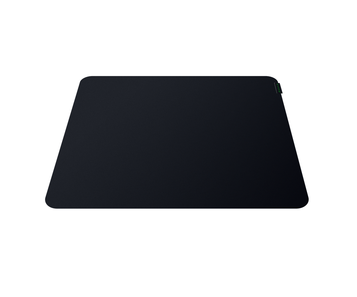 Czarna podkładka pod mysz Razer. Białe tło.