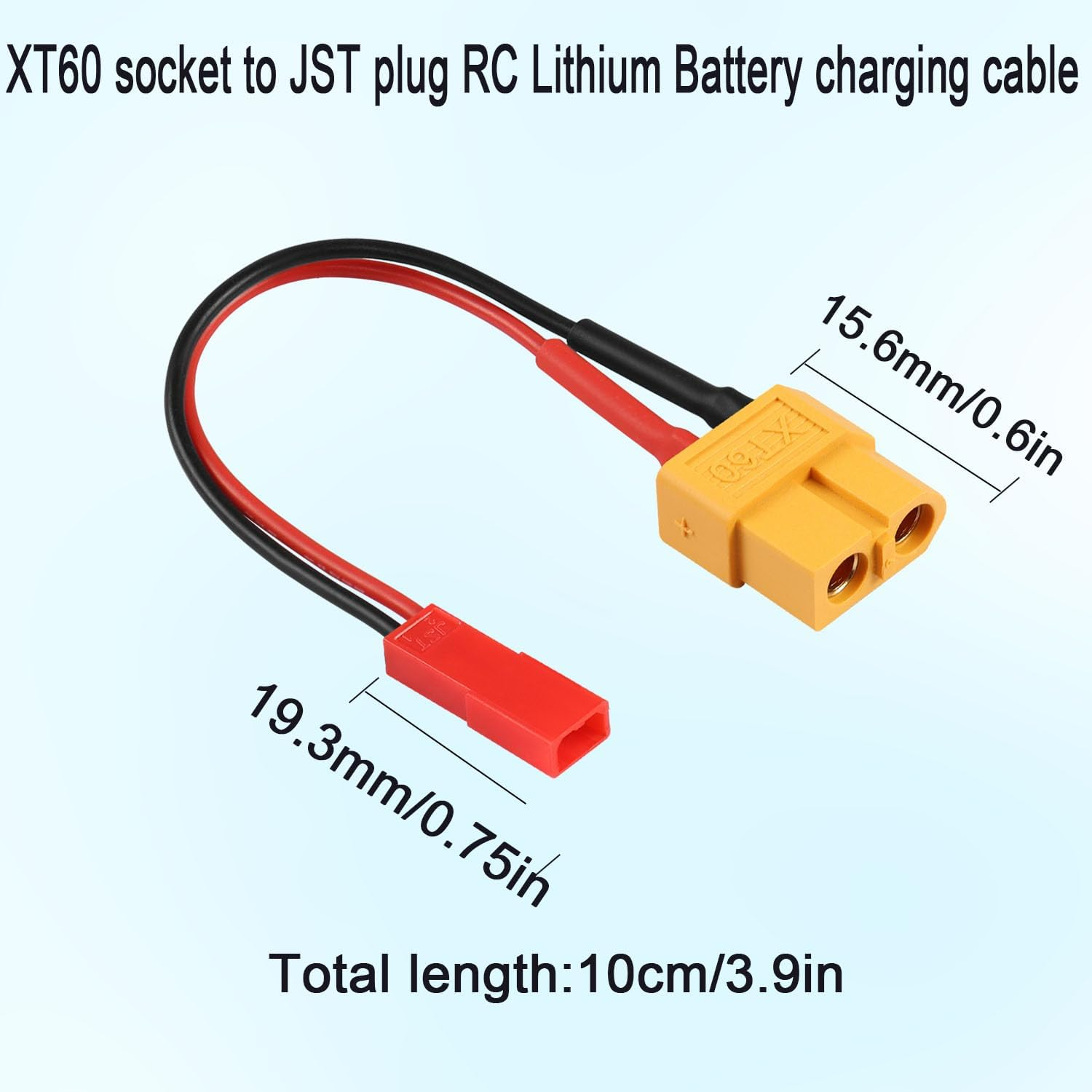 Gelb-schwarzes XT60-zu-JST-Stecker-Ladekabel für RC-Lithium-Batterie.