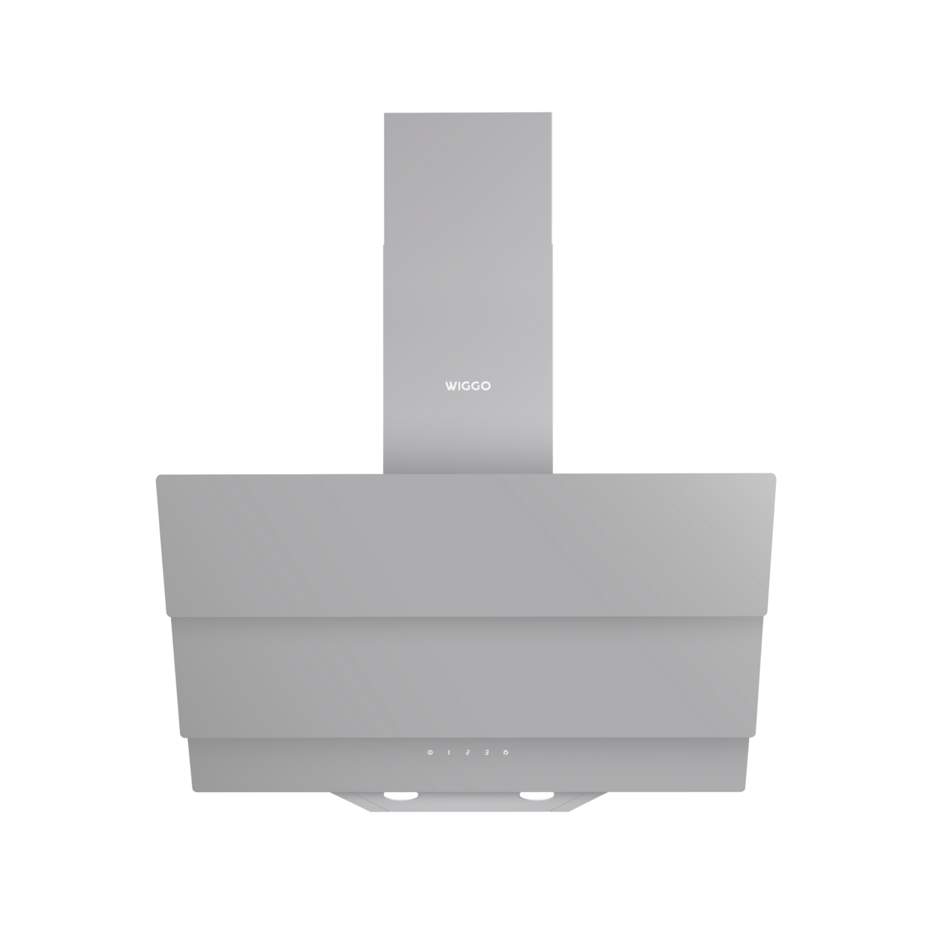 A gray kitchen hood with the brand name WIGGO on a white background.