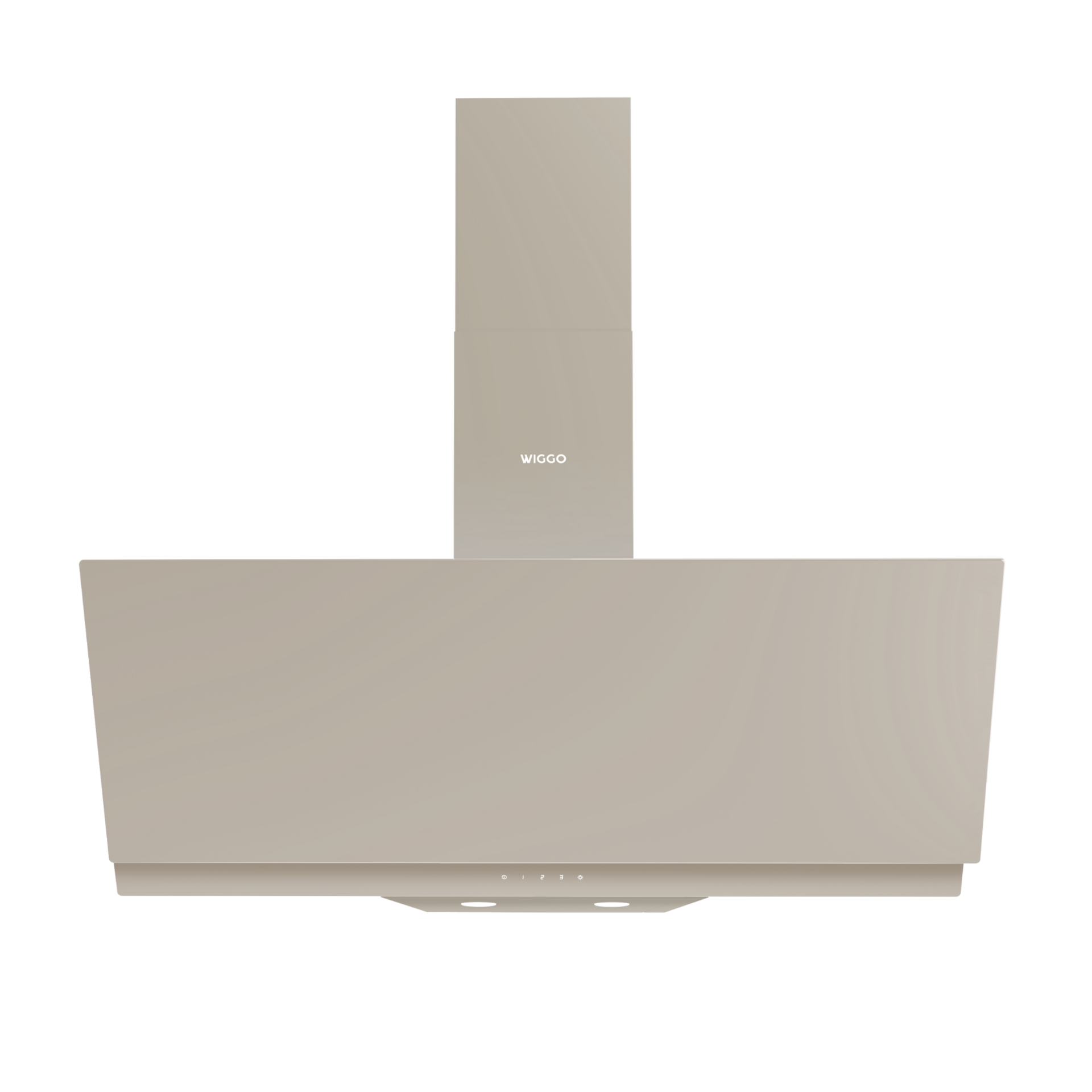 Hotte beige avec la marque WIGGO. Deux lumières visibles.