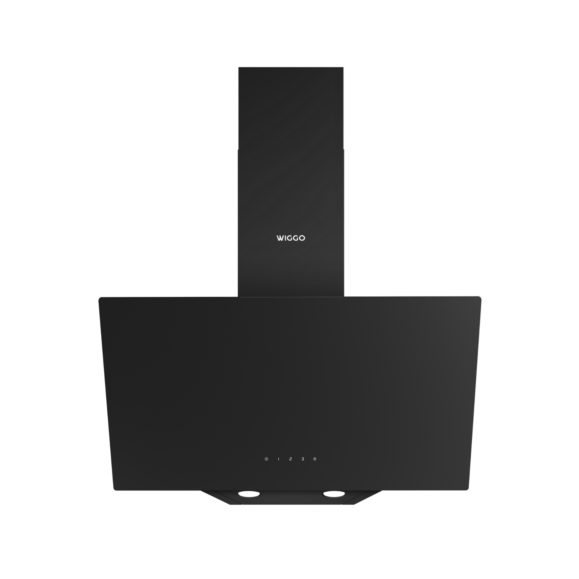 Hotte de cuisine noire. Elle a une forme rectangulaire et trois boutons de commande.