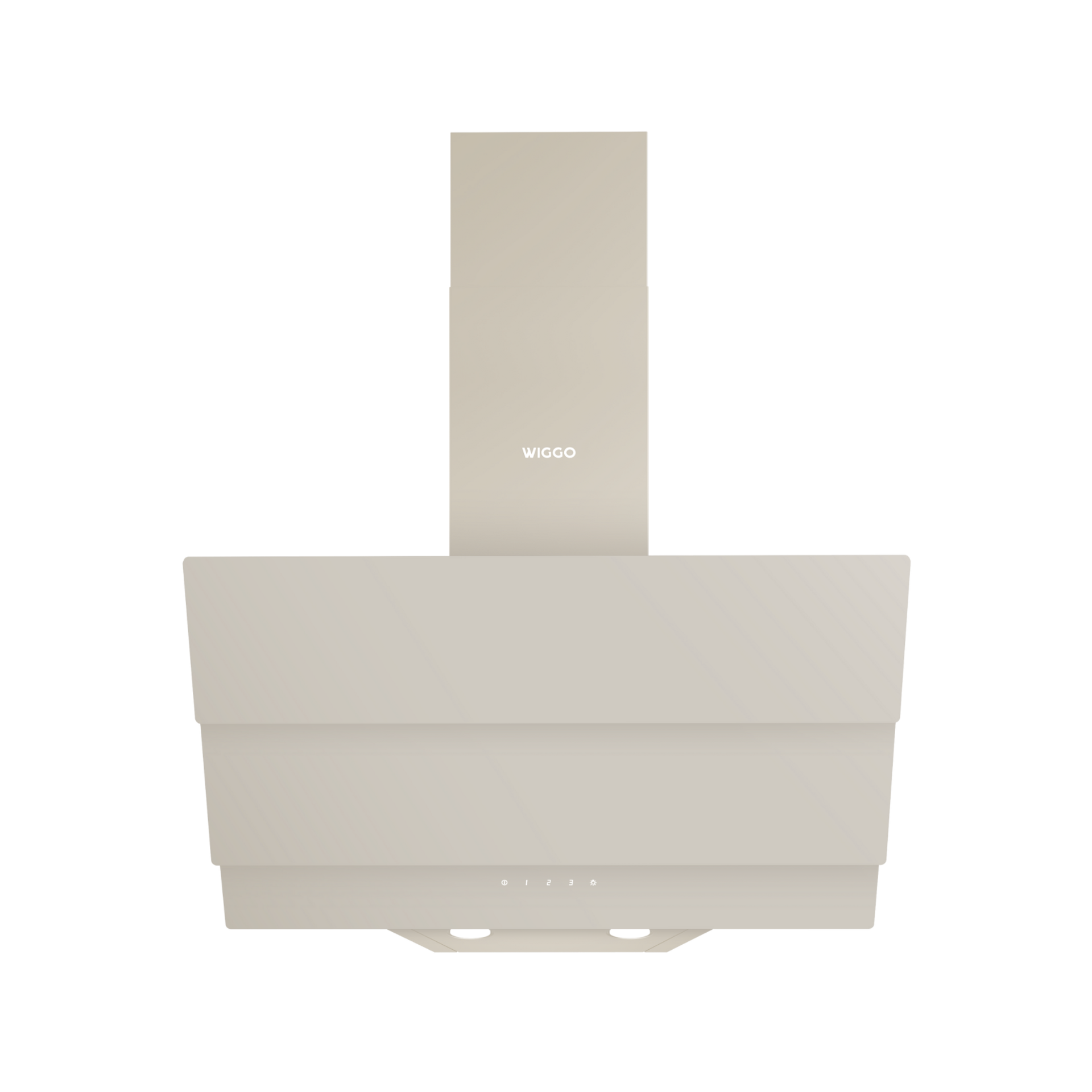 Hotte aspirante beige sur fond blanc. Le mot "WIGGO" est visible.