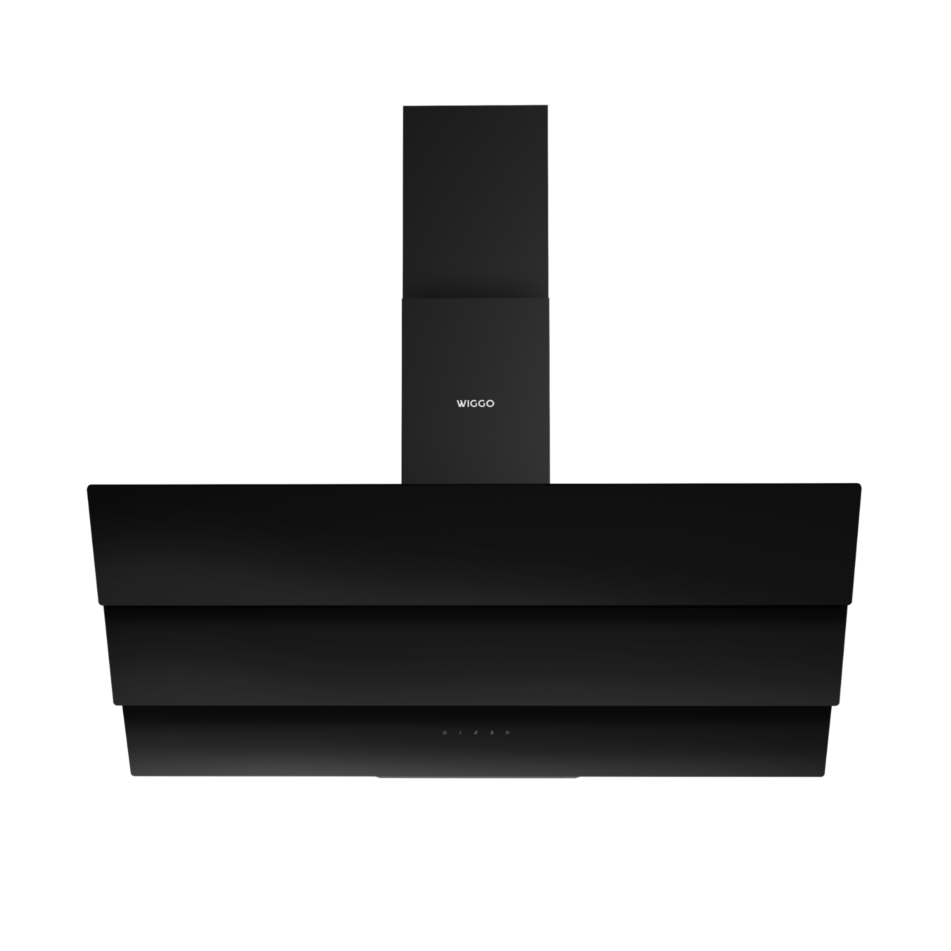 A black kitchen hood with the 'Wiggo' brand name. It is on a white background.