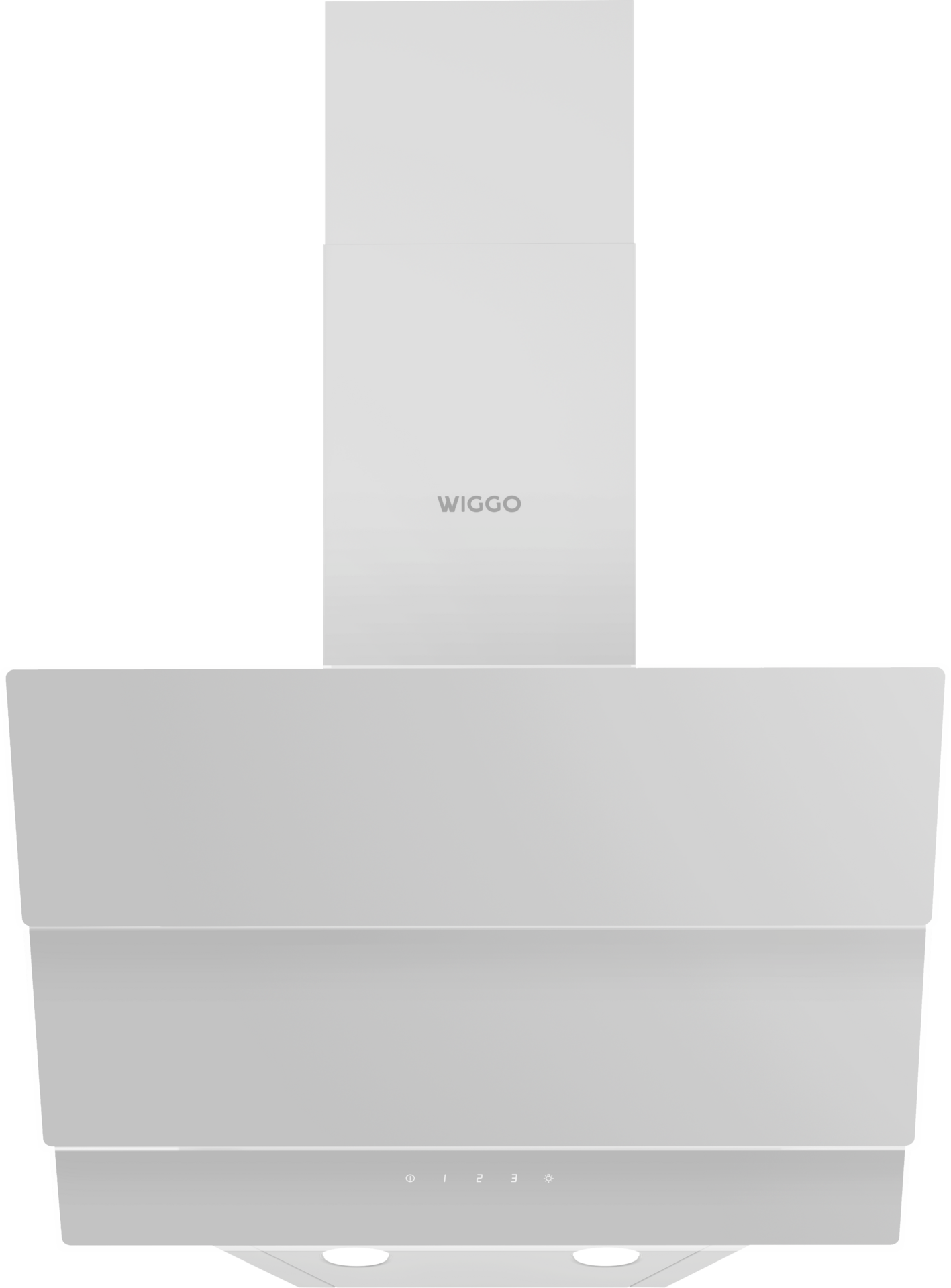Hotte blanche avec la marque Wiggo. Le design est élégant et moderne.