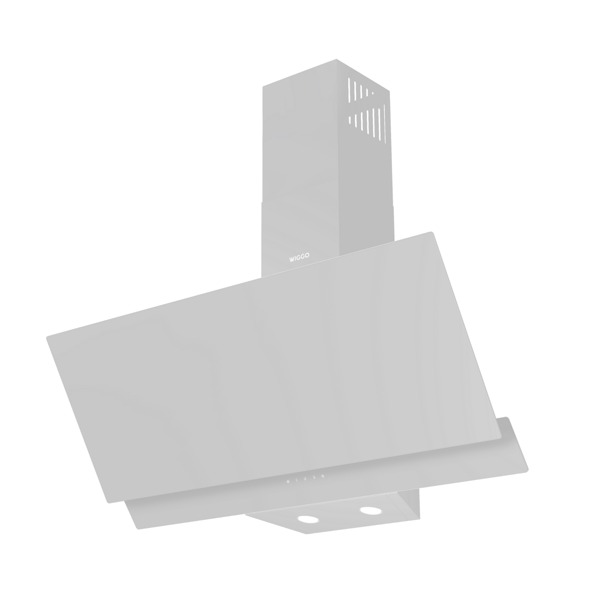 Une hotte de cuisine blanche avec la marque 'Wiggo' sur fond blanc.