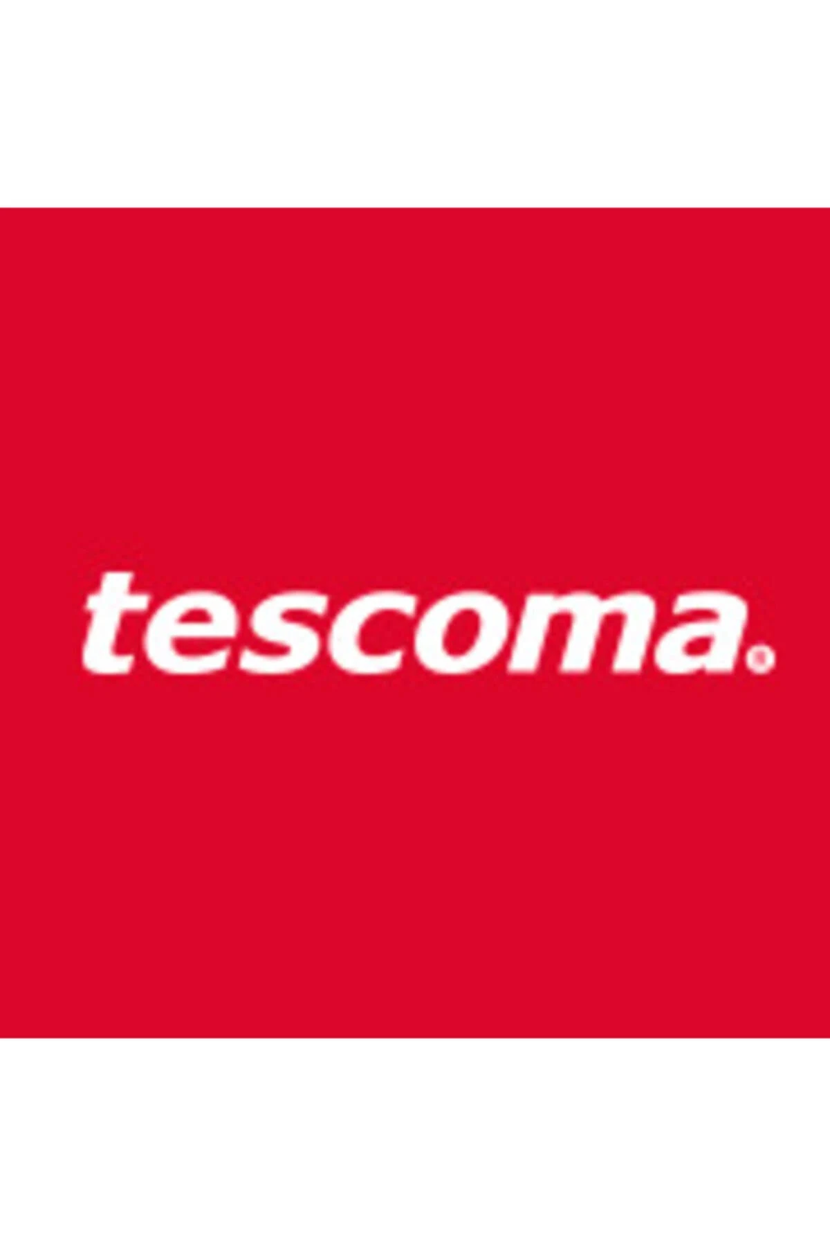 Il logo Tescoma, testo bianco su sfondo rosso, in forma rettangolare.