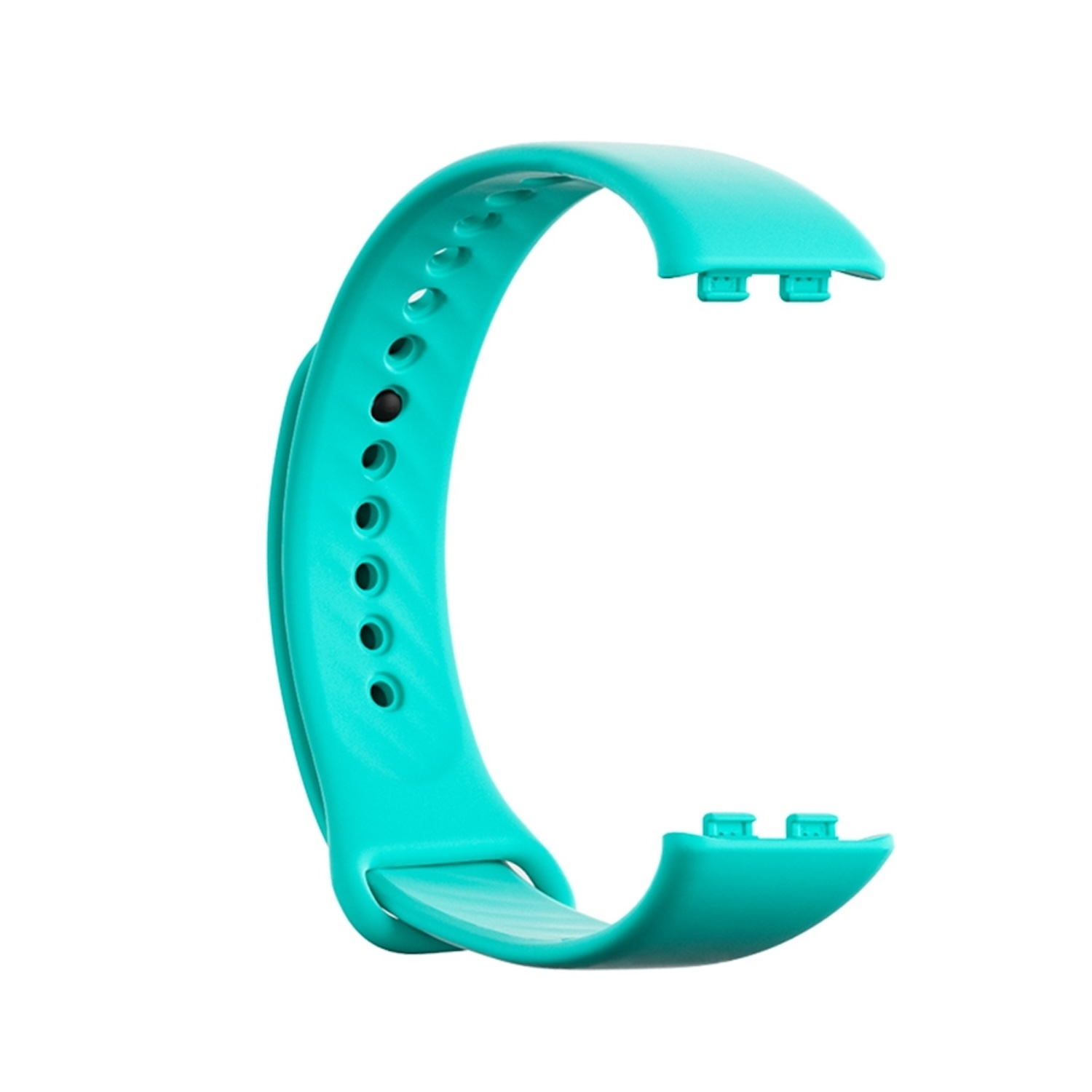 Türkisfarbenes Smartband-Armband. C-förmig mit Löchern.