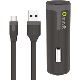 Cargador USB para coche - MUVIT Pack 324, Negro