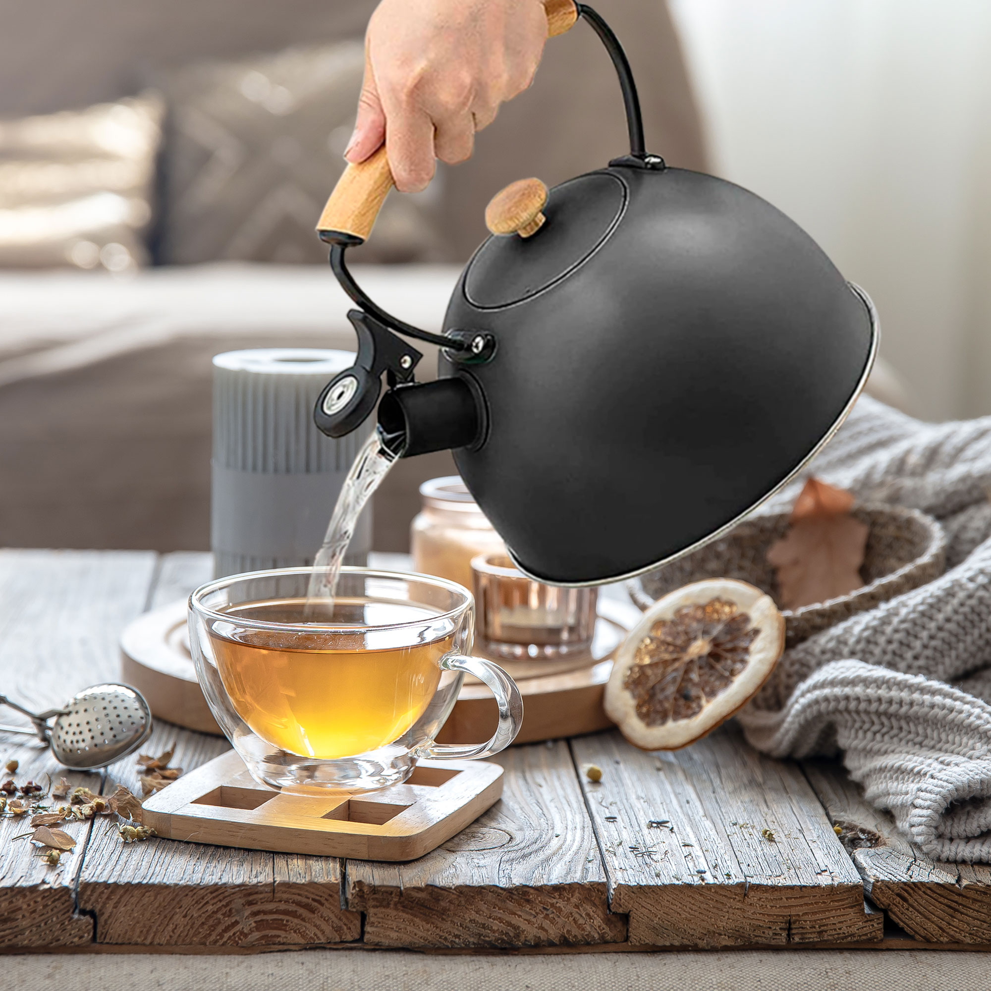 Gusseisen Teekessel 0,9 Liter - Retro Wasserkocher In Gold