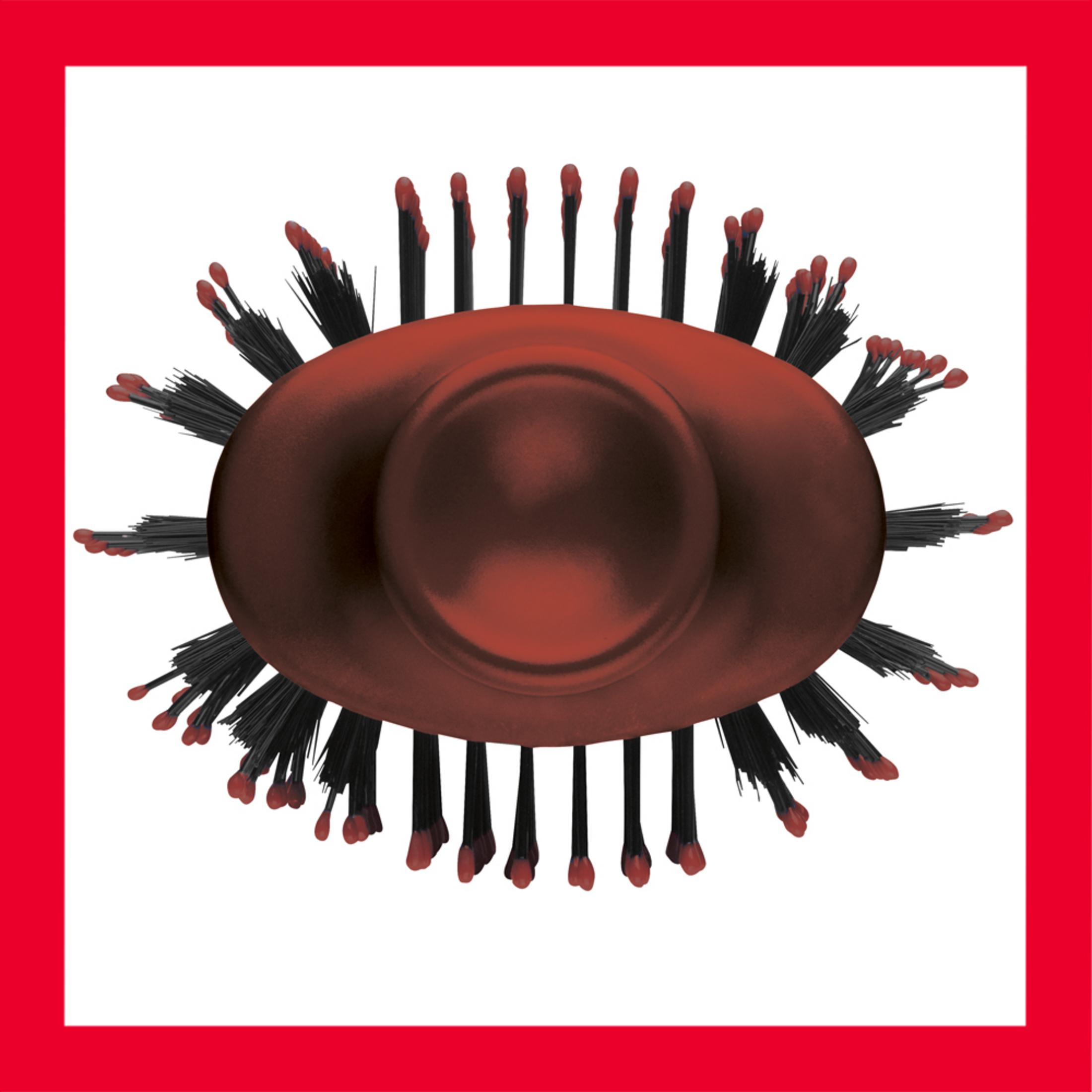 Spazzola per capelli con base marrone e setole nere.