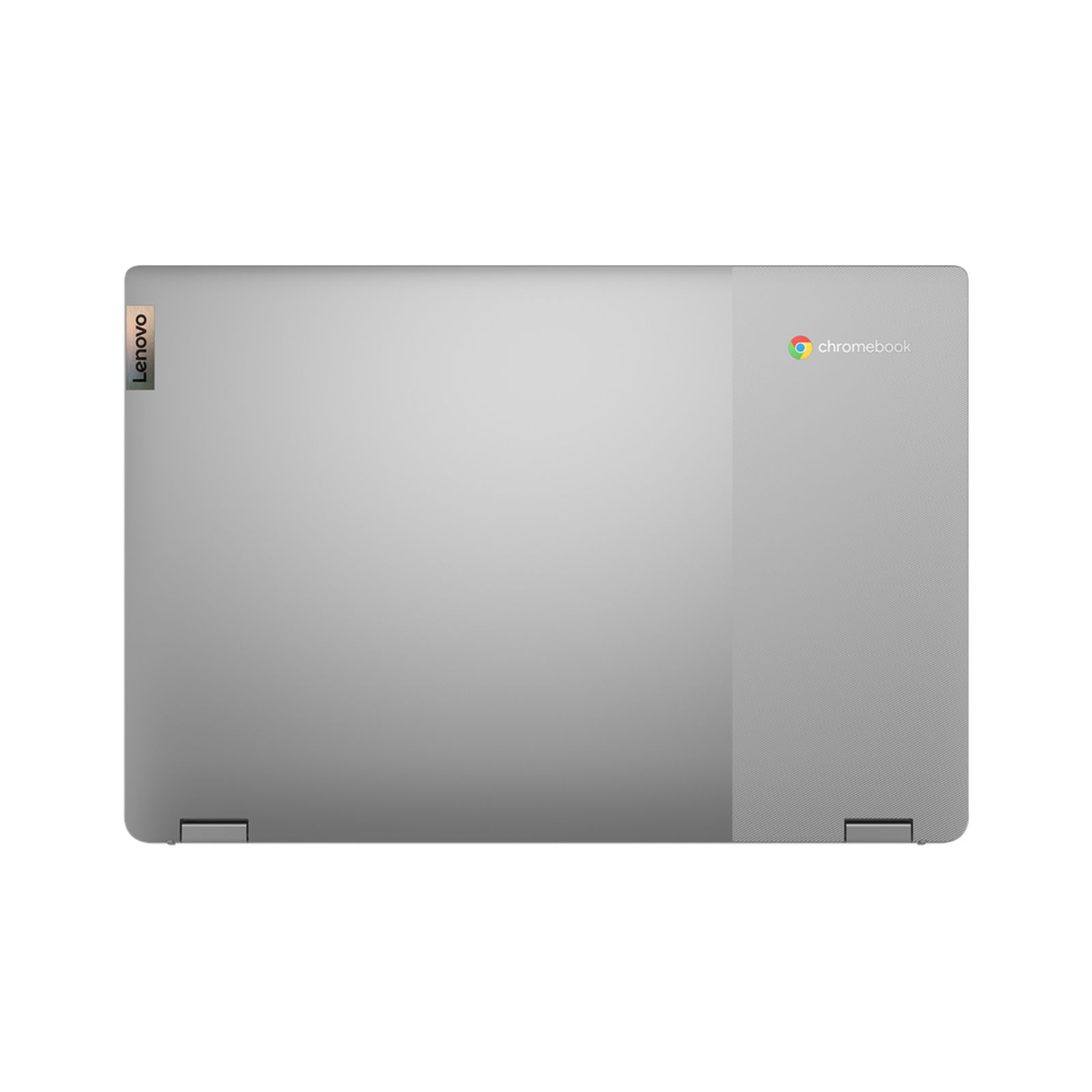 Ein grauer Laptop, Lenovo-Logo links.