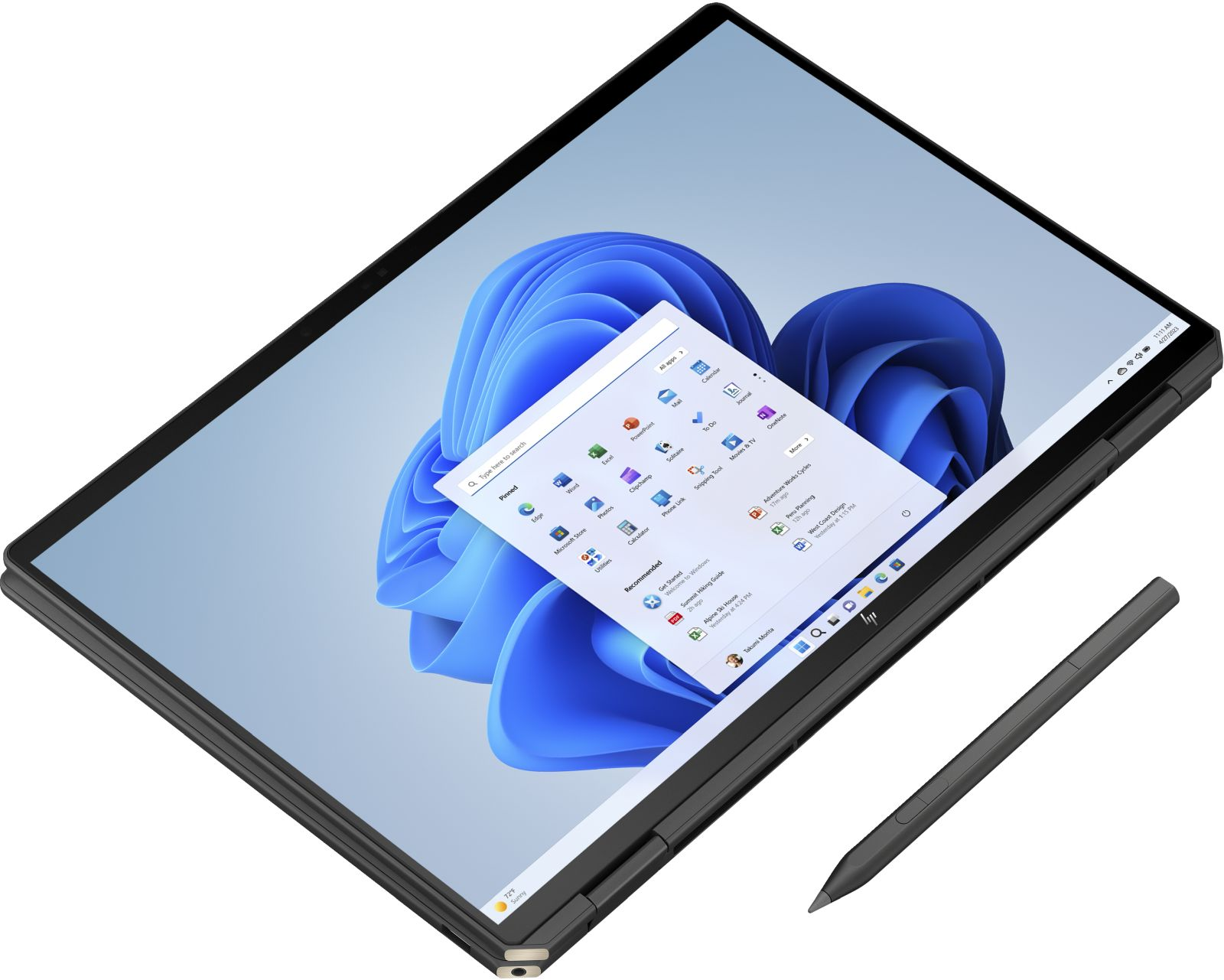 Laptop z interfejsem Windows i rysikiem.