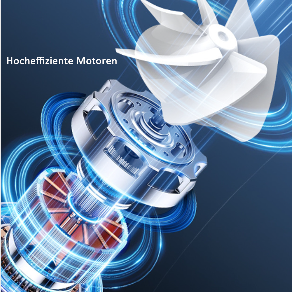 Nahaufnahme von Maschinenkomponenten, Lüfter und Motor.