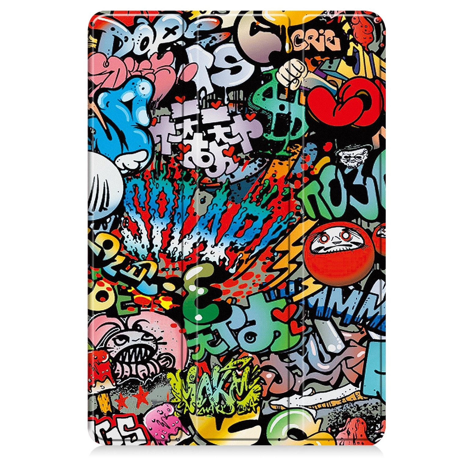 Eine Tablet-Hülle mit Graffiti-Kunst bedeckt.
