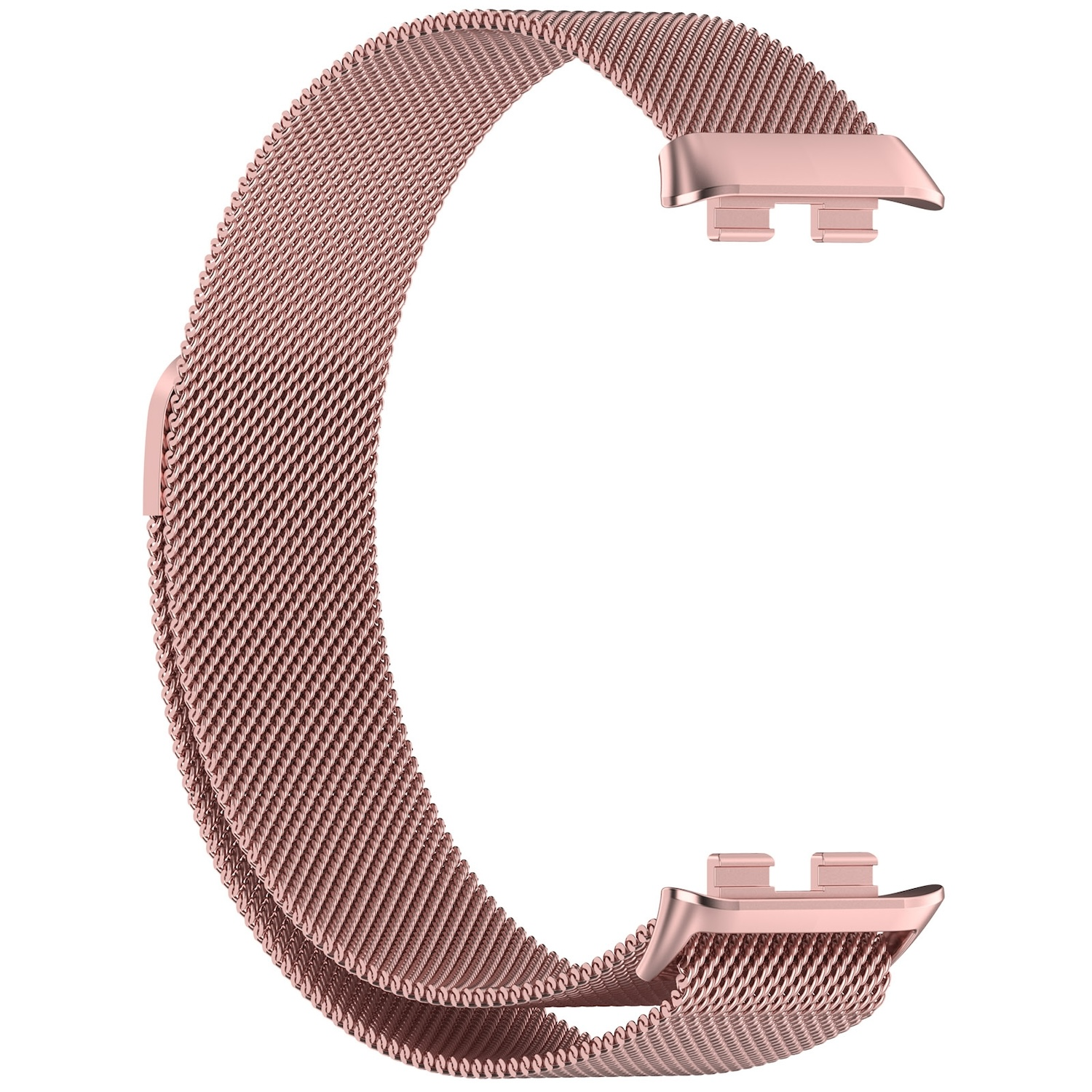 Roségoldenes Metall-Uhrenarmband, teilweise geöffnet.