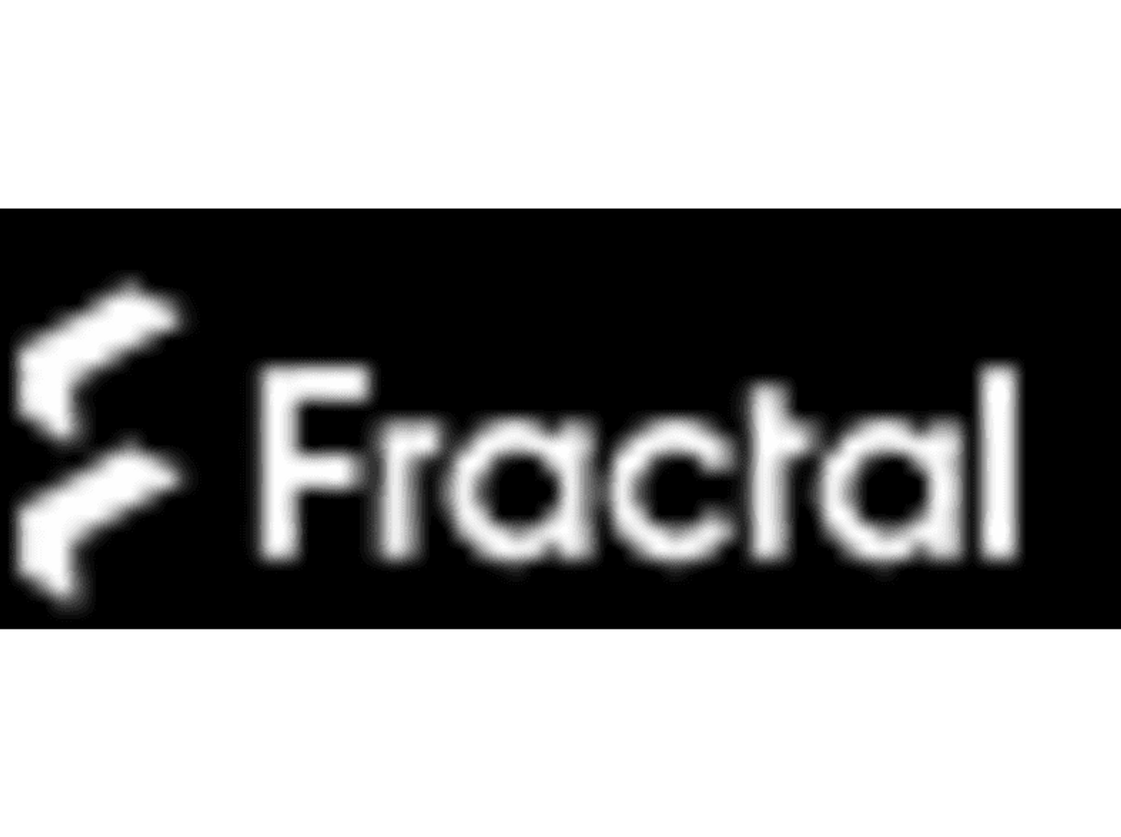 Zwarte achtergrond met het witte Fractal-logo.