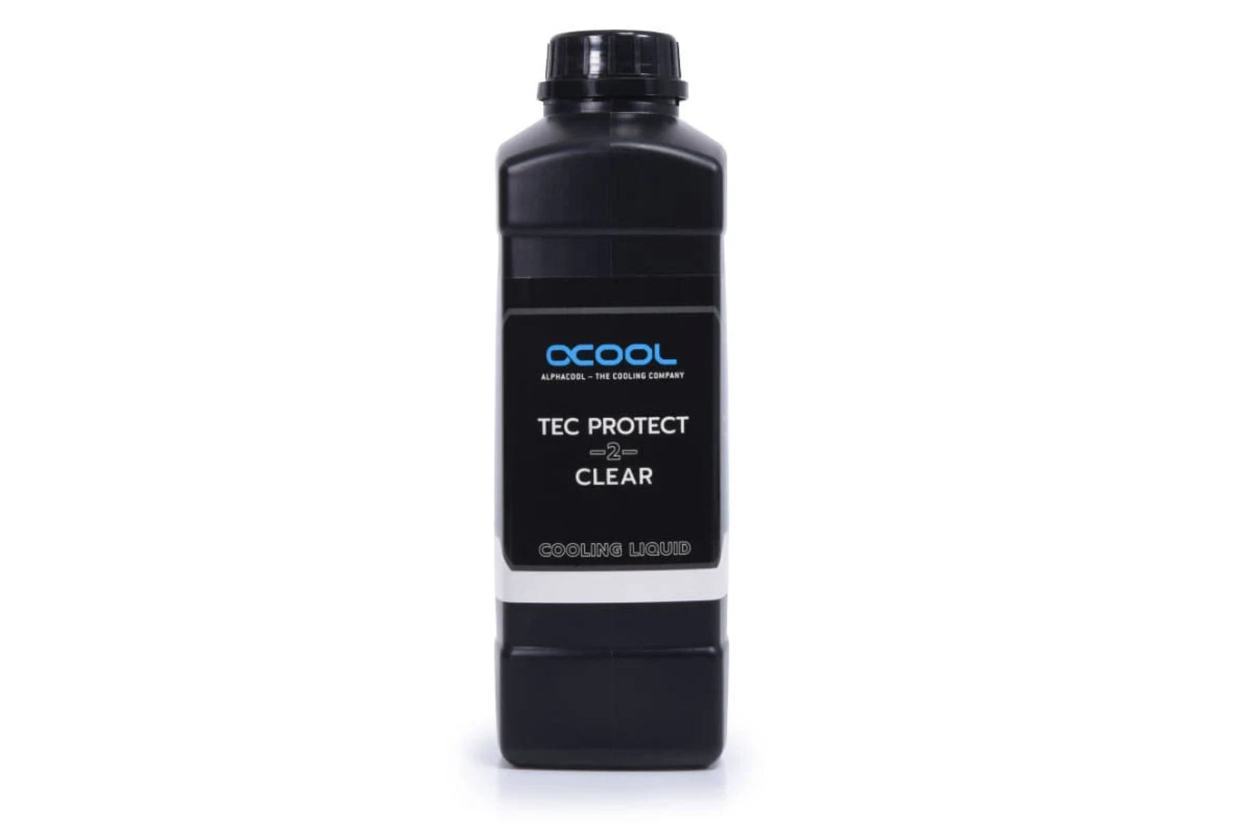 Czarna butelka płynu chłodzącego z białą etykietą z napisem "TEC PROTECT -2 CLEAR".