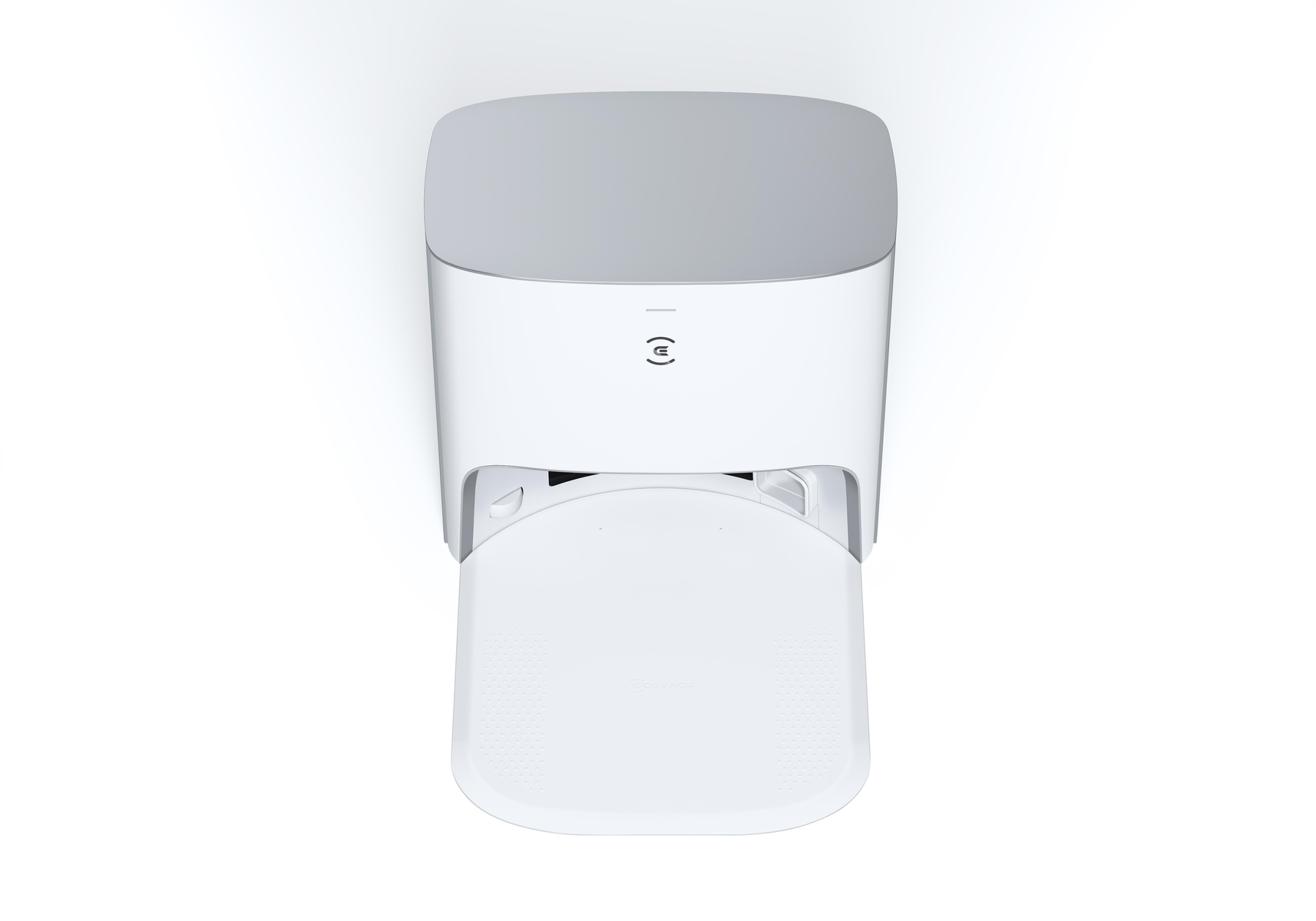 Ein weiß-blauer oszillierender Ventilator. Der Ventilator hat ein Schutzgitter und einen Standfuß.