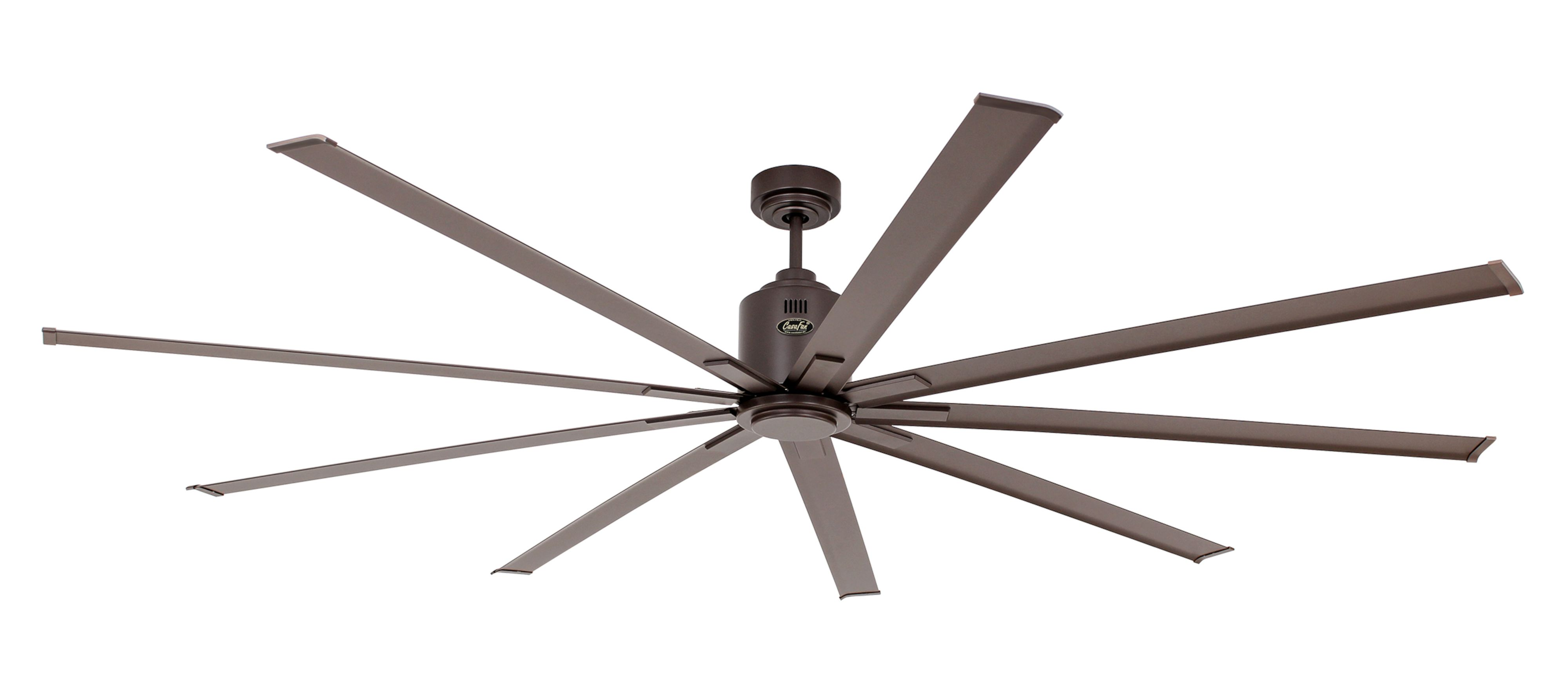 Deckenventilator. Er ist braun und hat viele Flügel.