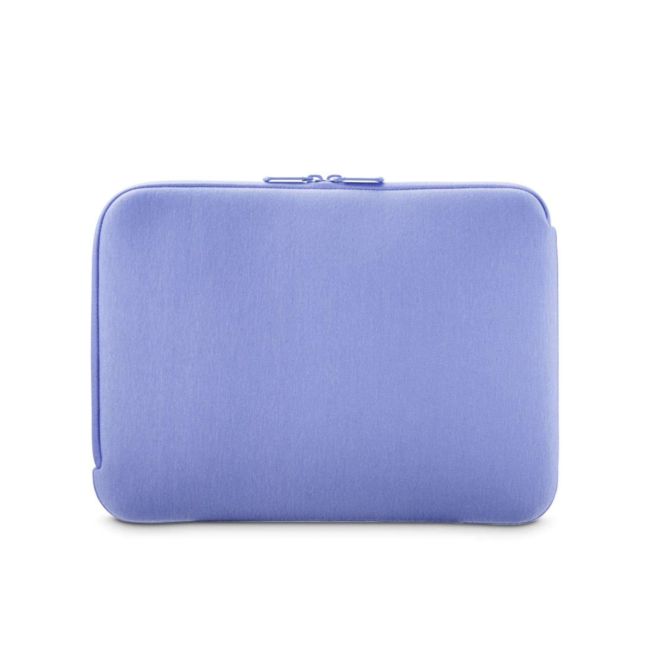 Una custodia rettangolare per laptop lilla chiaro con cerniera.