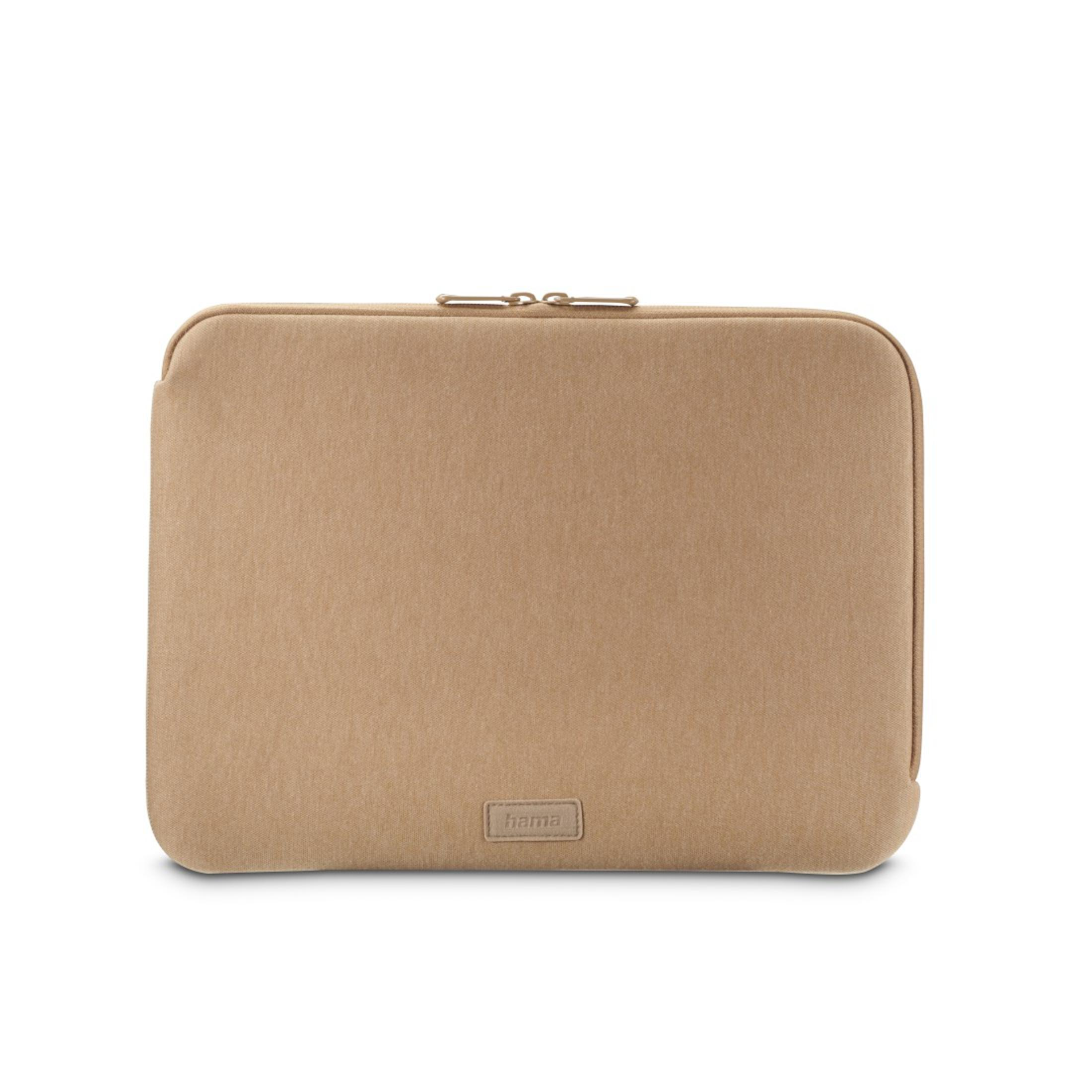 Custodia per laptop color cachi con cerniera. Il marchio Hama è visibile in basso.