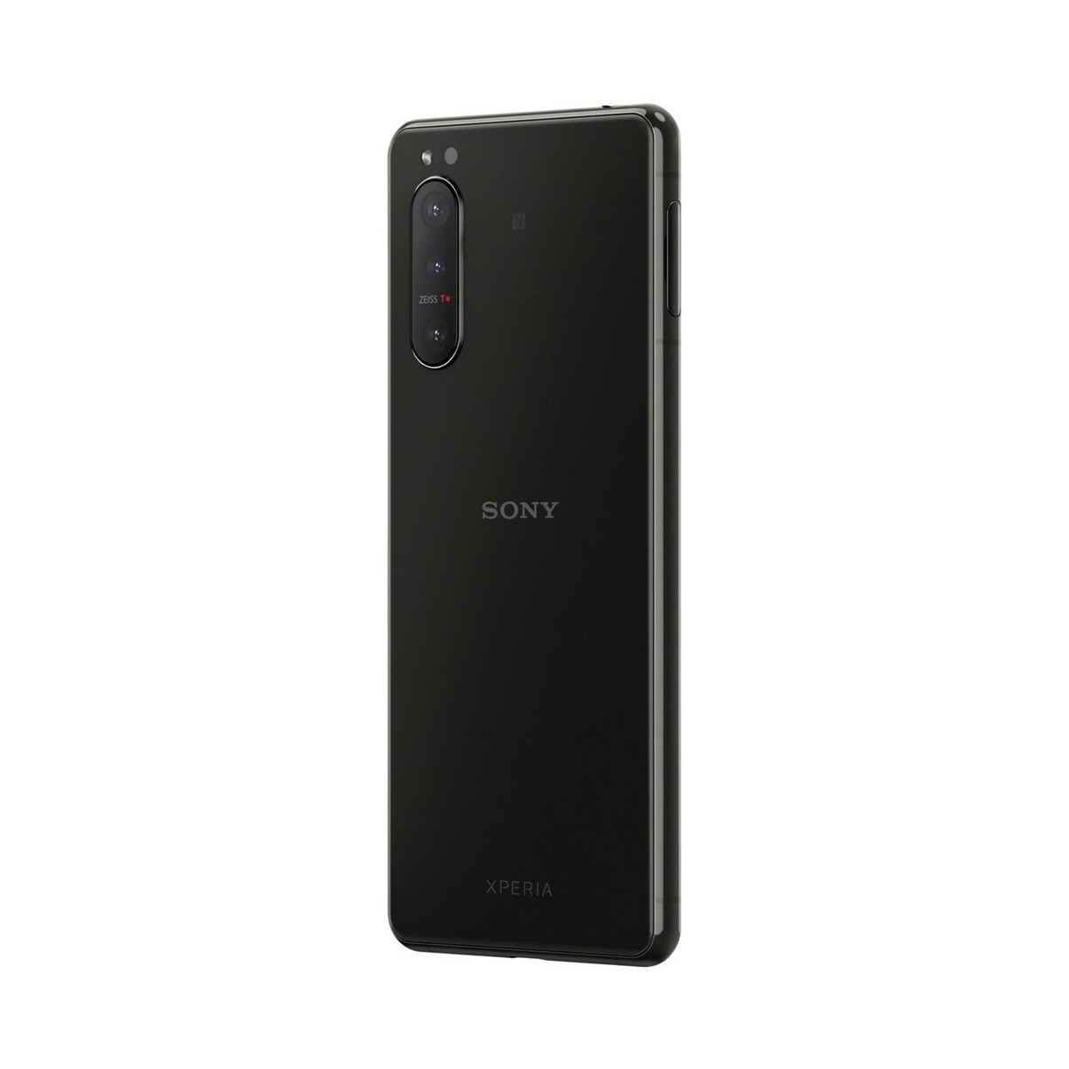 Czarny telefon Sony Xperia, widok z tyłu, z aparatem z dwoma obiektywami oraz logo Sony i Xperia.