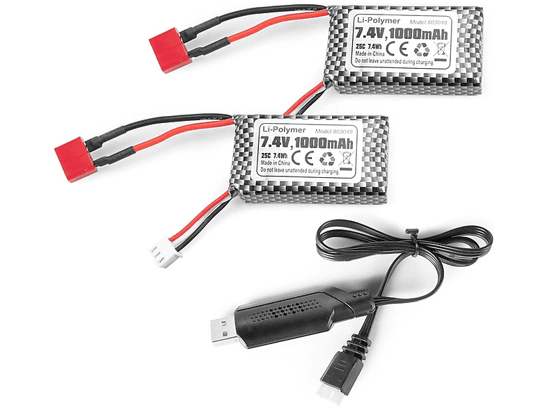 YUNIQUE Batteria Lipo 1500mAh 7.4V 2S – Connettore SM-2P – Compatibile Con U12A, S033G, Q1, H101 – Blu, 67x19x37 Mm, 96g