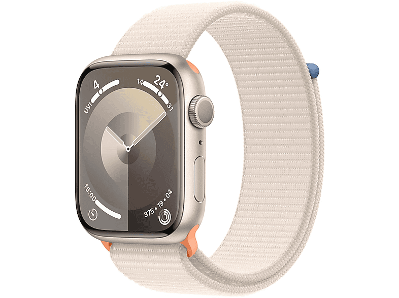 APPLE S9 45 ALU GPS STAR (STAR+SPORT+LOOP) Smartwatch Aluminium Textil Carbon Neutral, 130 - 200 mm, Polarstern