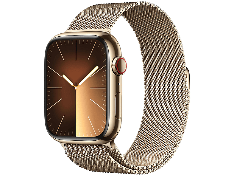 APPLE S9 45 STE CEL GOLD (GOLD+MILA+LOOP) Smartwatch Edelstahl Milanaise, 150 - 200 mm, Gold