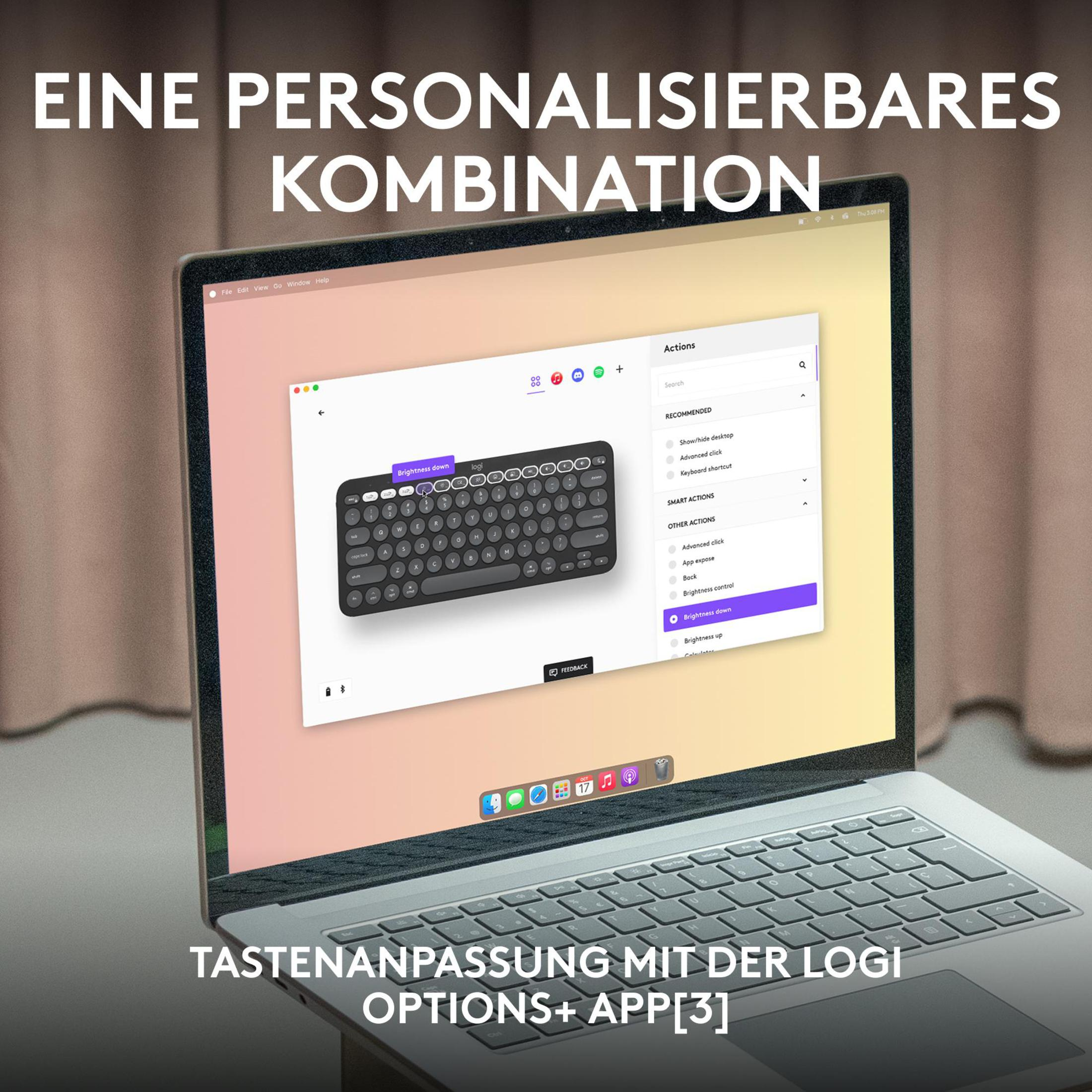 Pantalla de portátil con un diagrama de teclado e interfaz de aplicación.