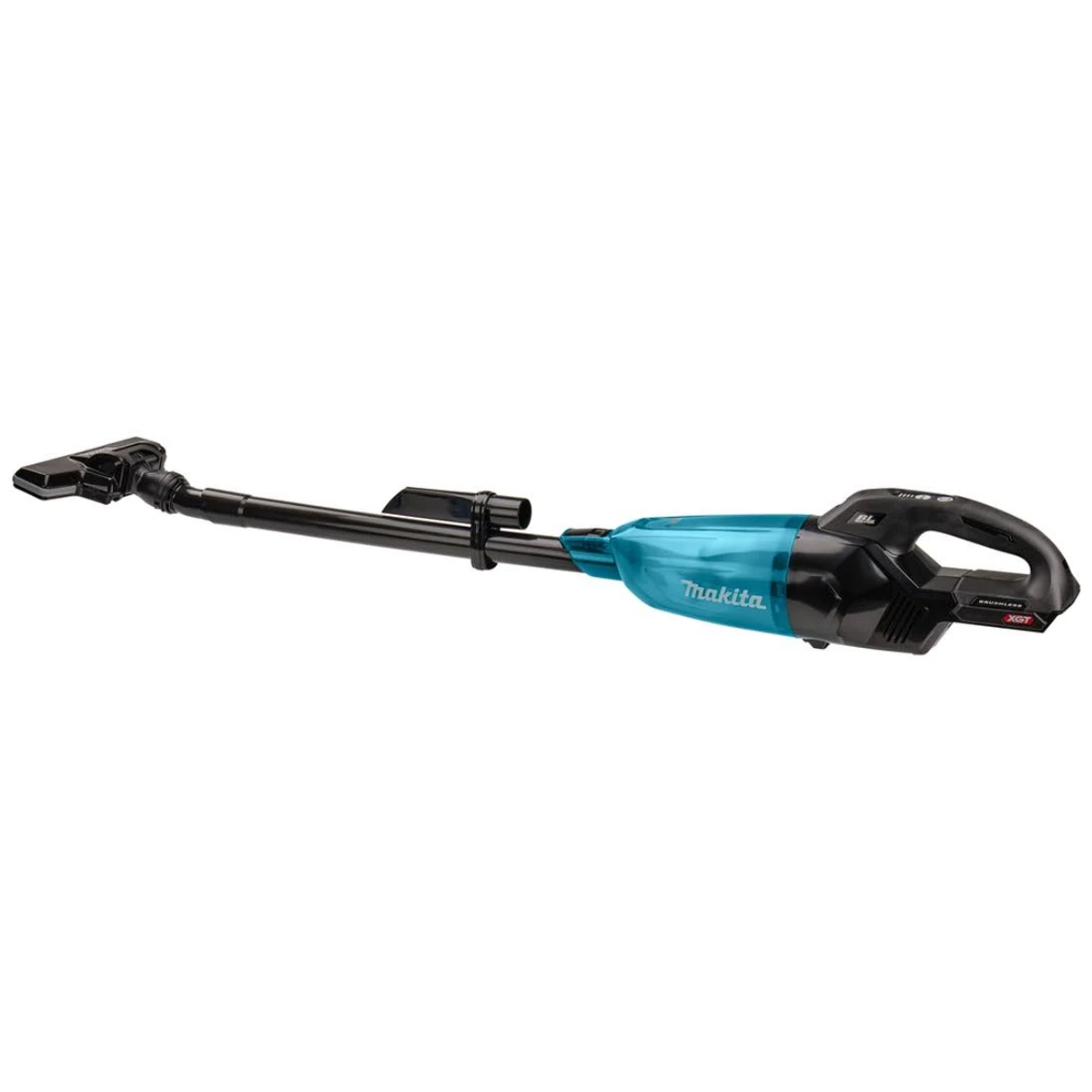 Un aspirapolvere senza fili Makita nero e blu.