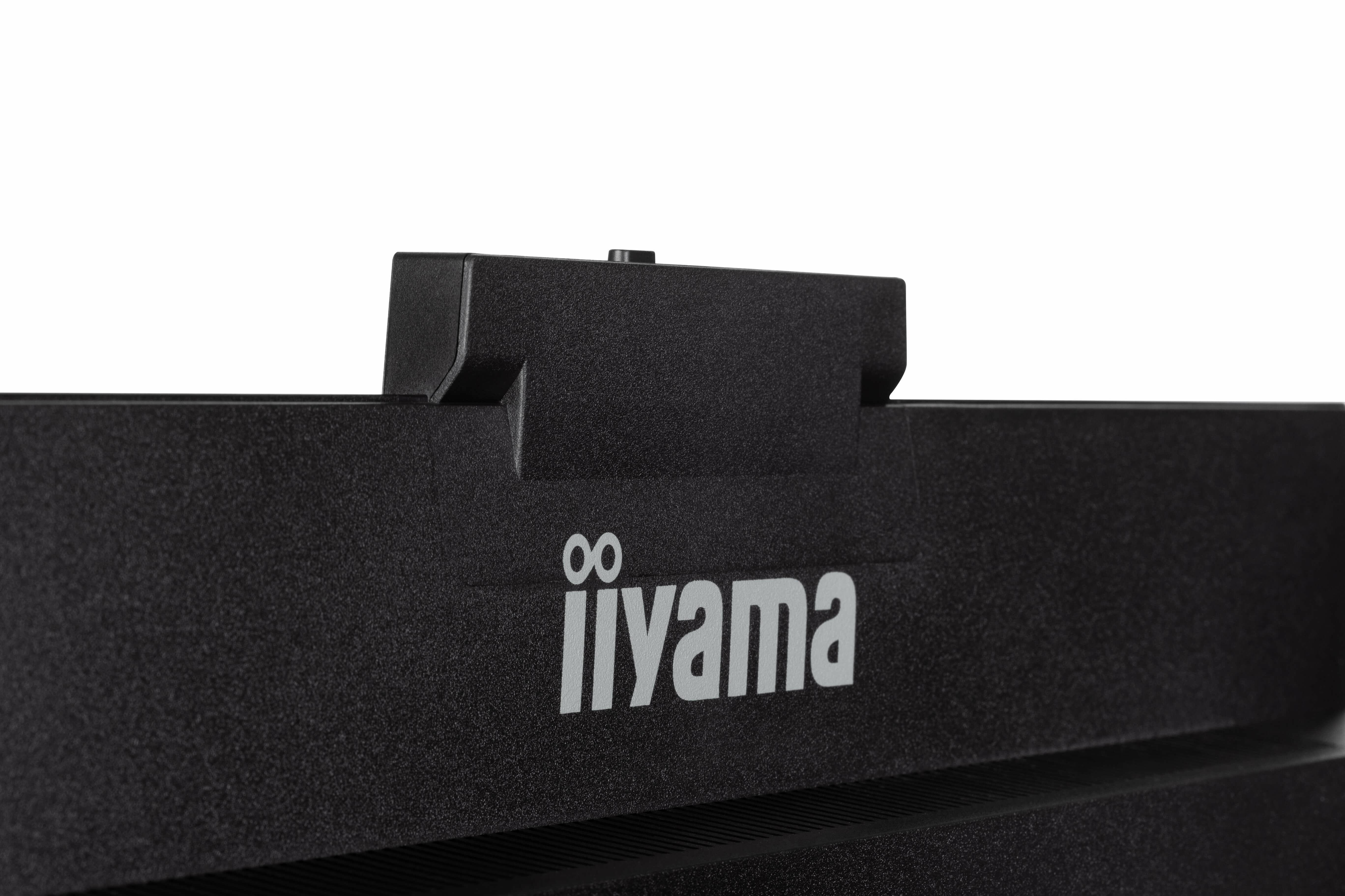 Nahaufnahme eines schwarzen Computermonitors mit dem weißen 'iiyama'-Logo.