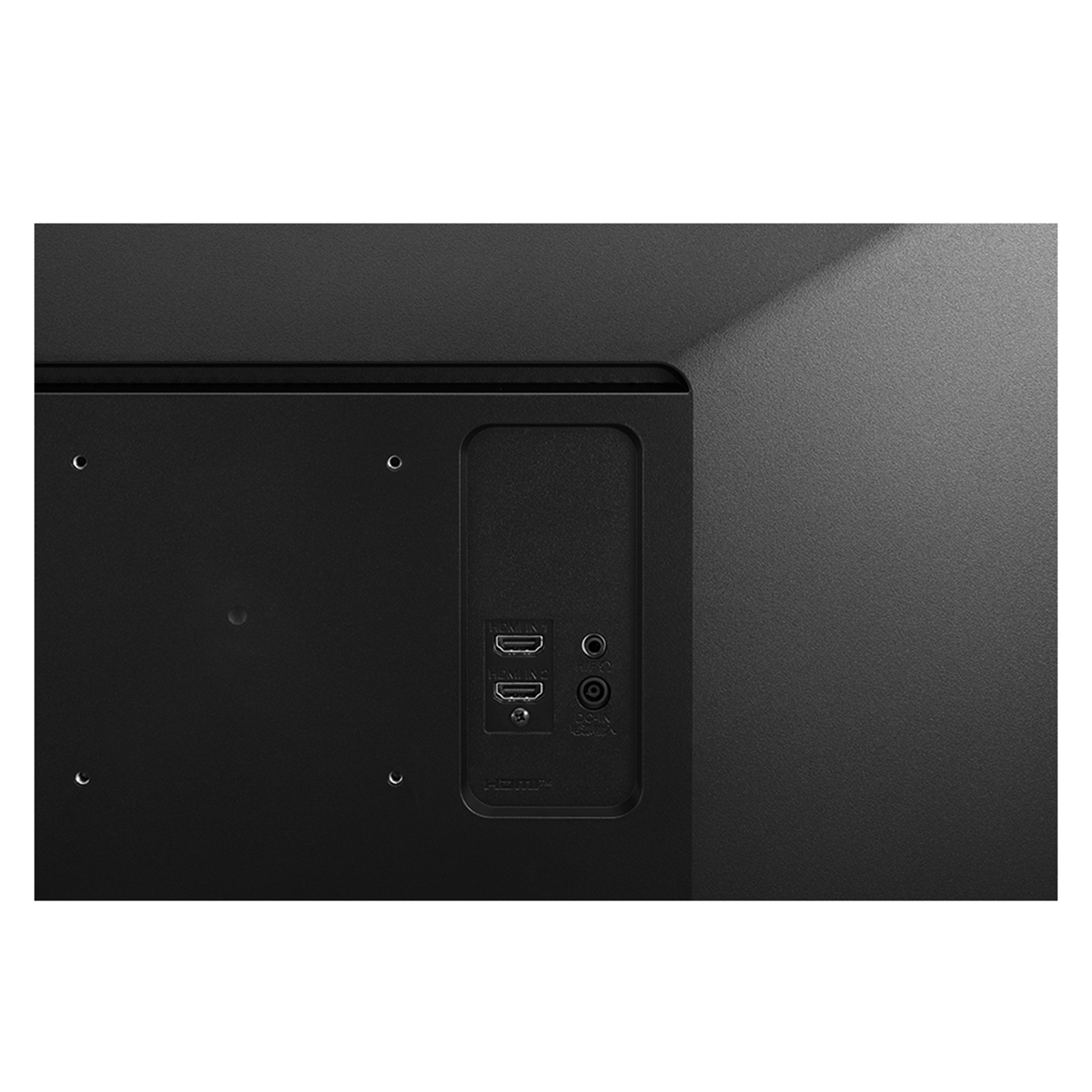 Retro di un monitor con porte HDMI e altre, su sfondo nero.