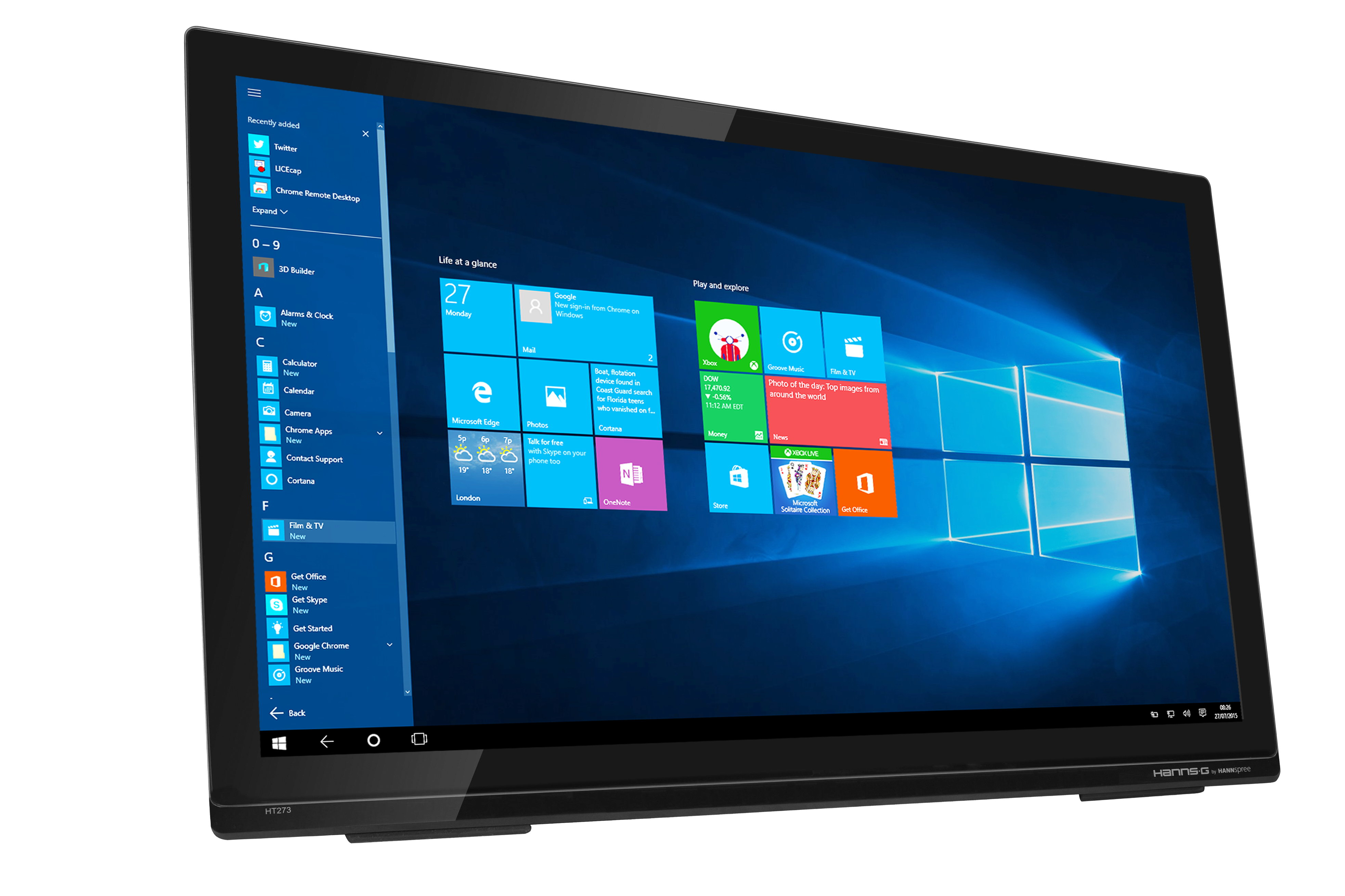 Un monitor di computer nero che mostra l'interfaccia del desktop di Windows.