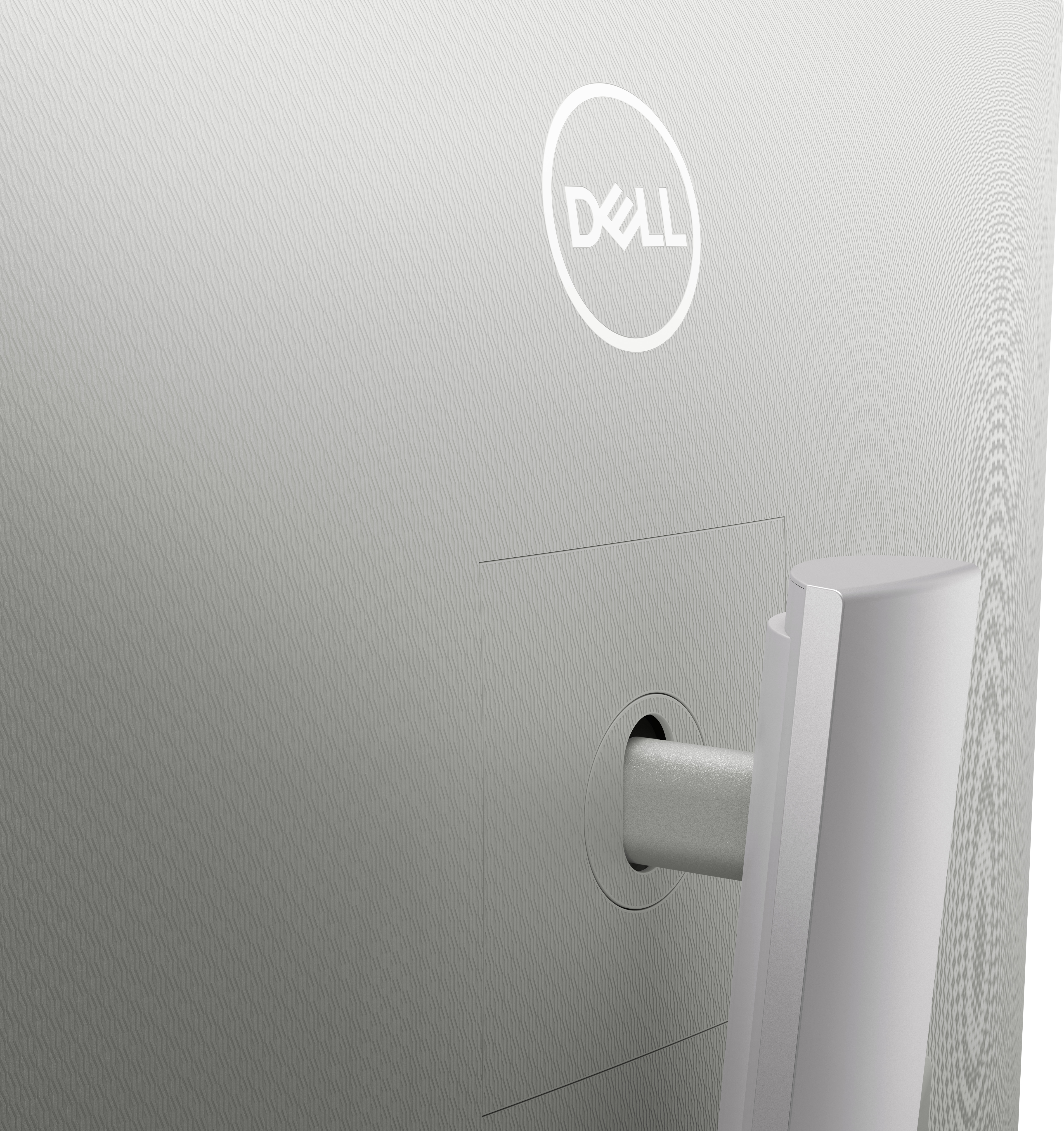 Dell logosunu ve bağlantı noktalarını gösteren bir Dell monitörün arkası.
