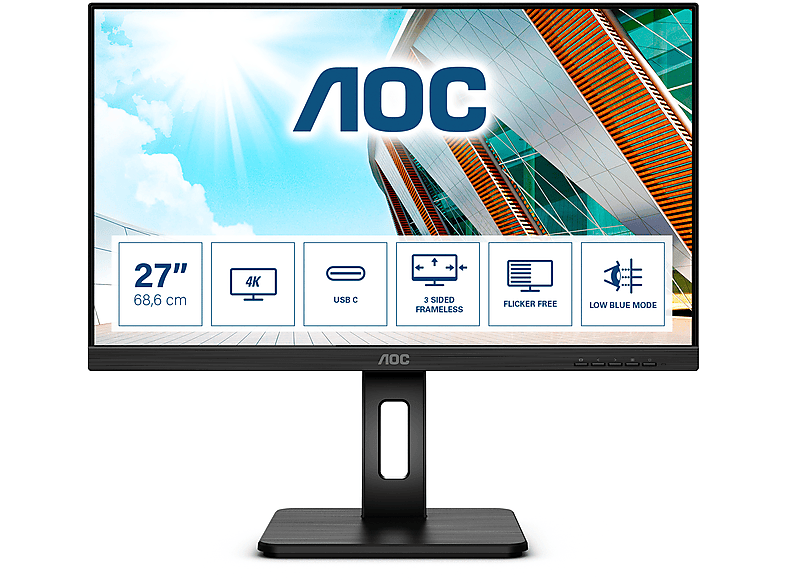 AOC 785300162585 27 Zoll UHD 4K Monitor (4 ms Reaktionszeit , 60Hz , 60 Hz nativ)