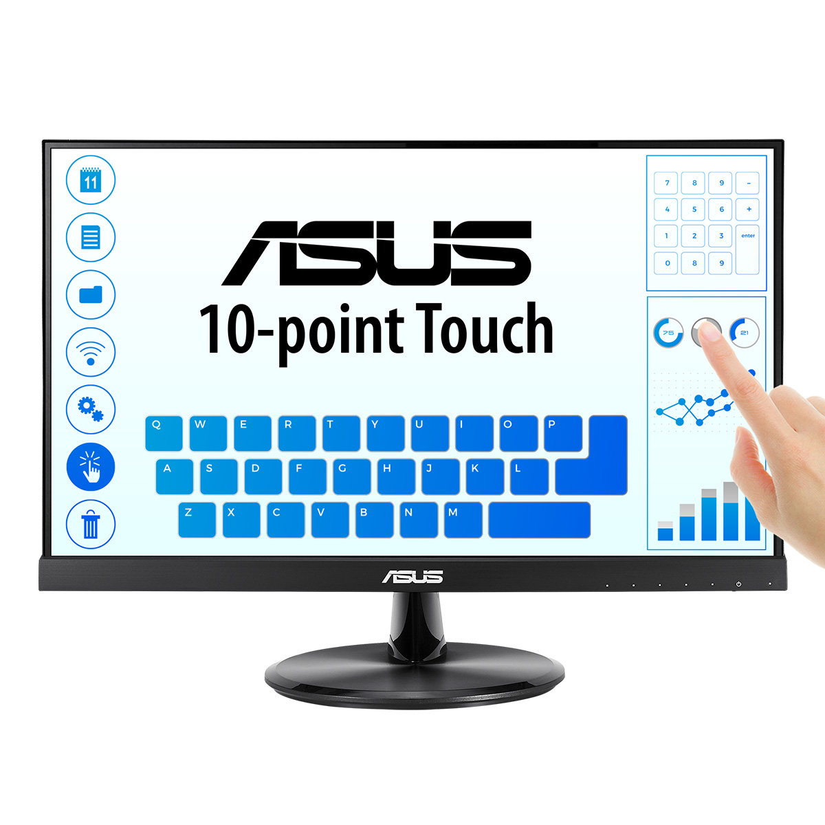 ASUS 21,5 1920X1080,5MS,VGA,HDMI,10 PO NT IPS TOUCH MON 21,5 inç Full-HD 5 ms 60 Hz IPS Monitör Siyah