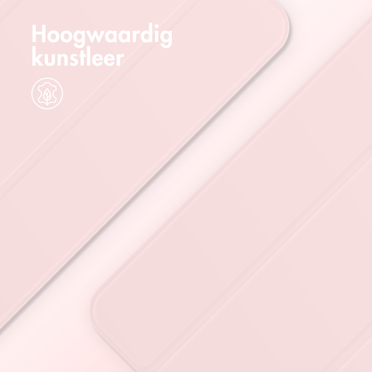 Close-up of a pink surface with the words 'High-quality artificial leather'.