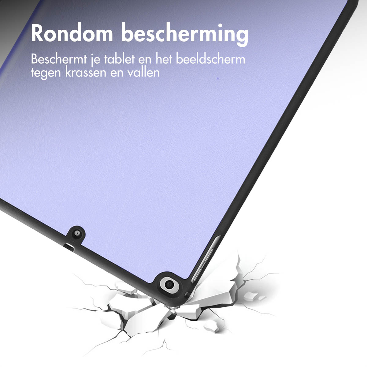 Tablet case corner breaking a surface. The case is black, and the surface is white.