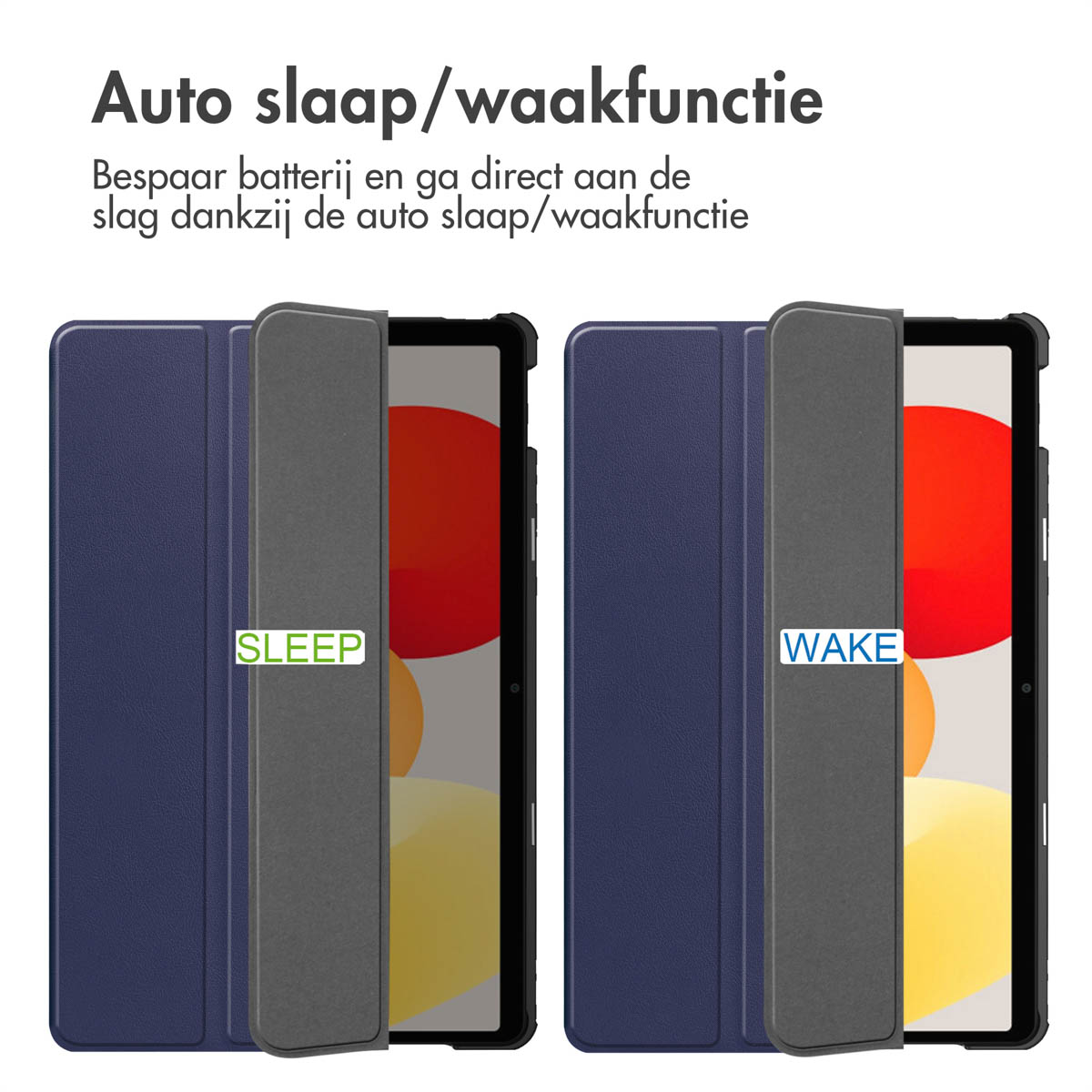 Blue tablet case with sleep/wake function.
