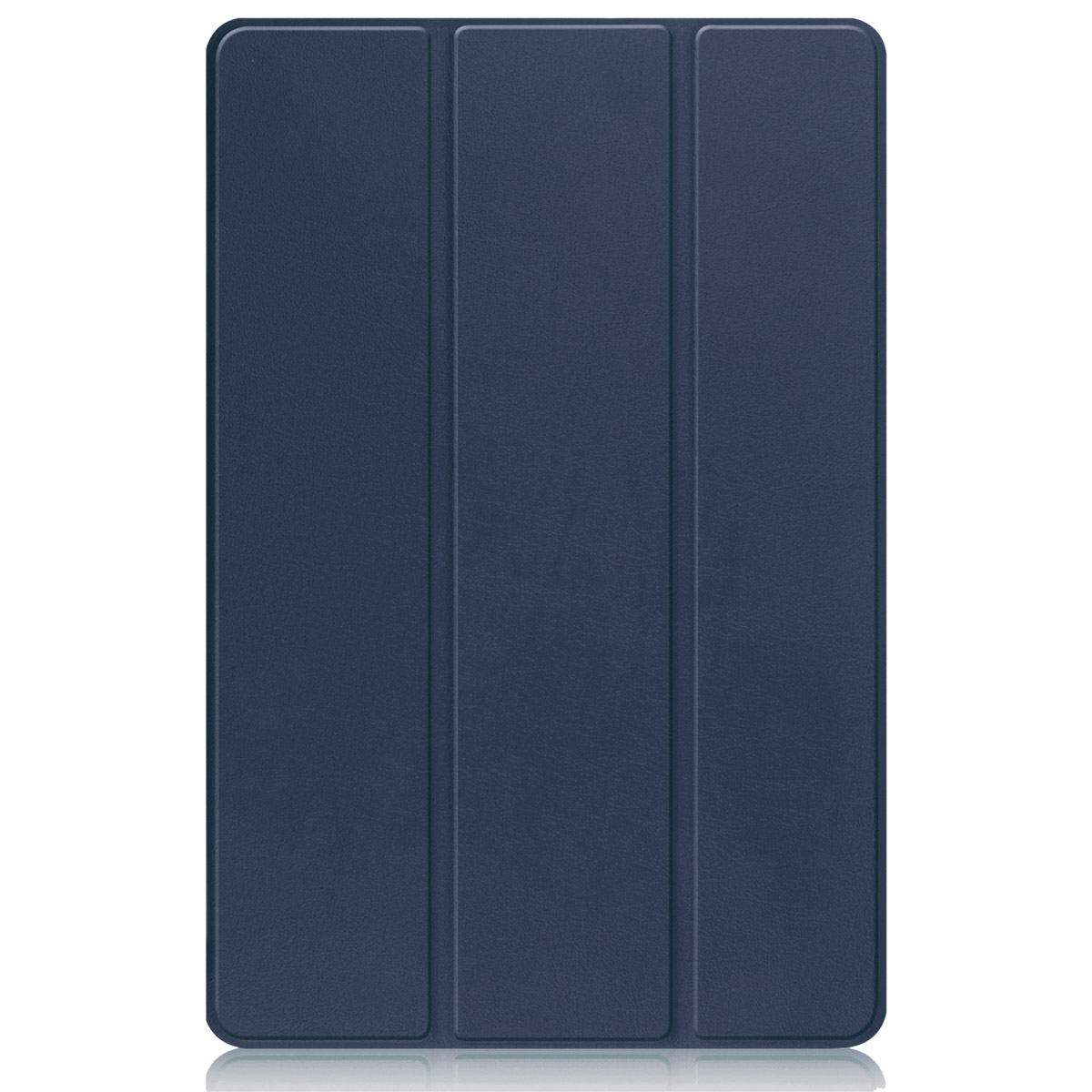 Een gesloten tablethoesje in marineblauw.