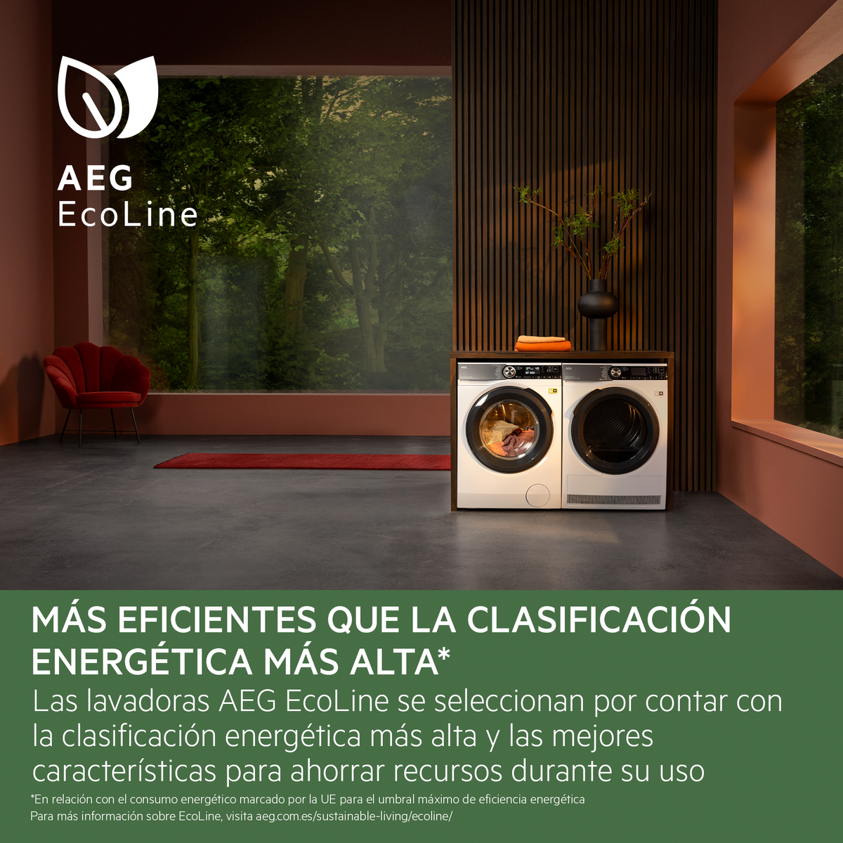 Two washing machines in a room, with text in Spanish.