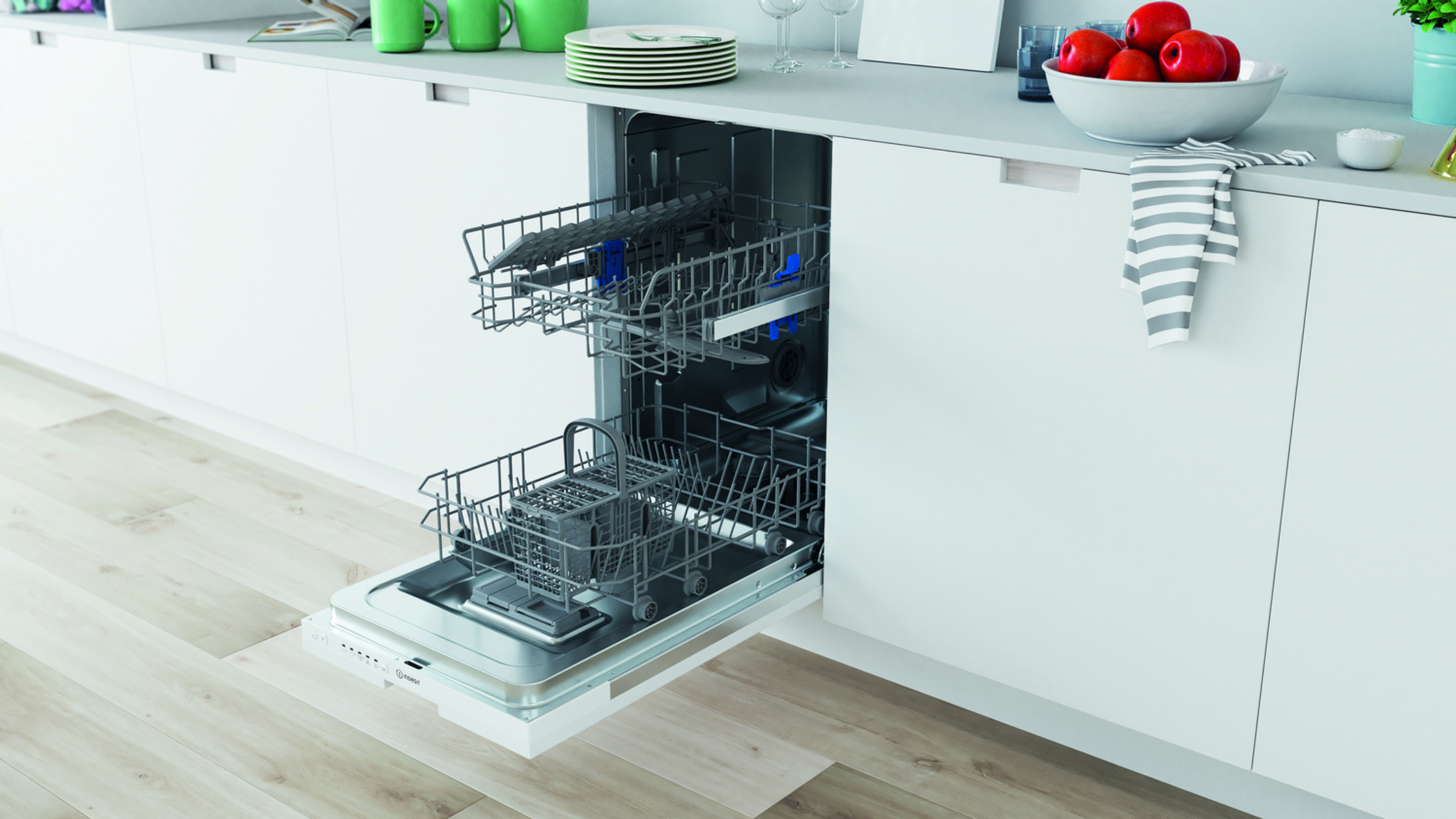 Lavavajillas integrable 45 cm - INDESIT DI9E 2B10, 9 servicios, 5 programas, 44,8 cm, Blanco