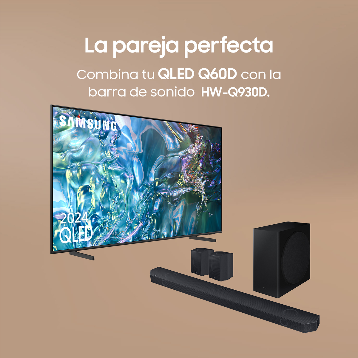 Telewizor i system dźwiękowy. Tekst mówi, że to idealne dopasowanie.