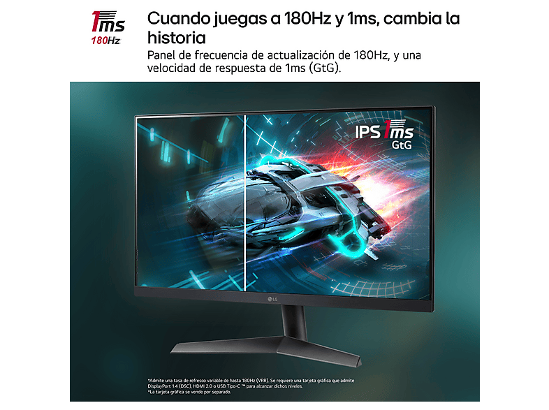 Monitor gaming | LG ULTRAGEAR 24GS60F-B/24P/IPS/FHD/180 HZ/1MS