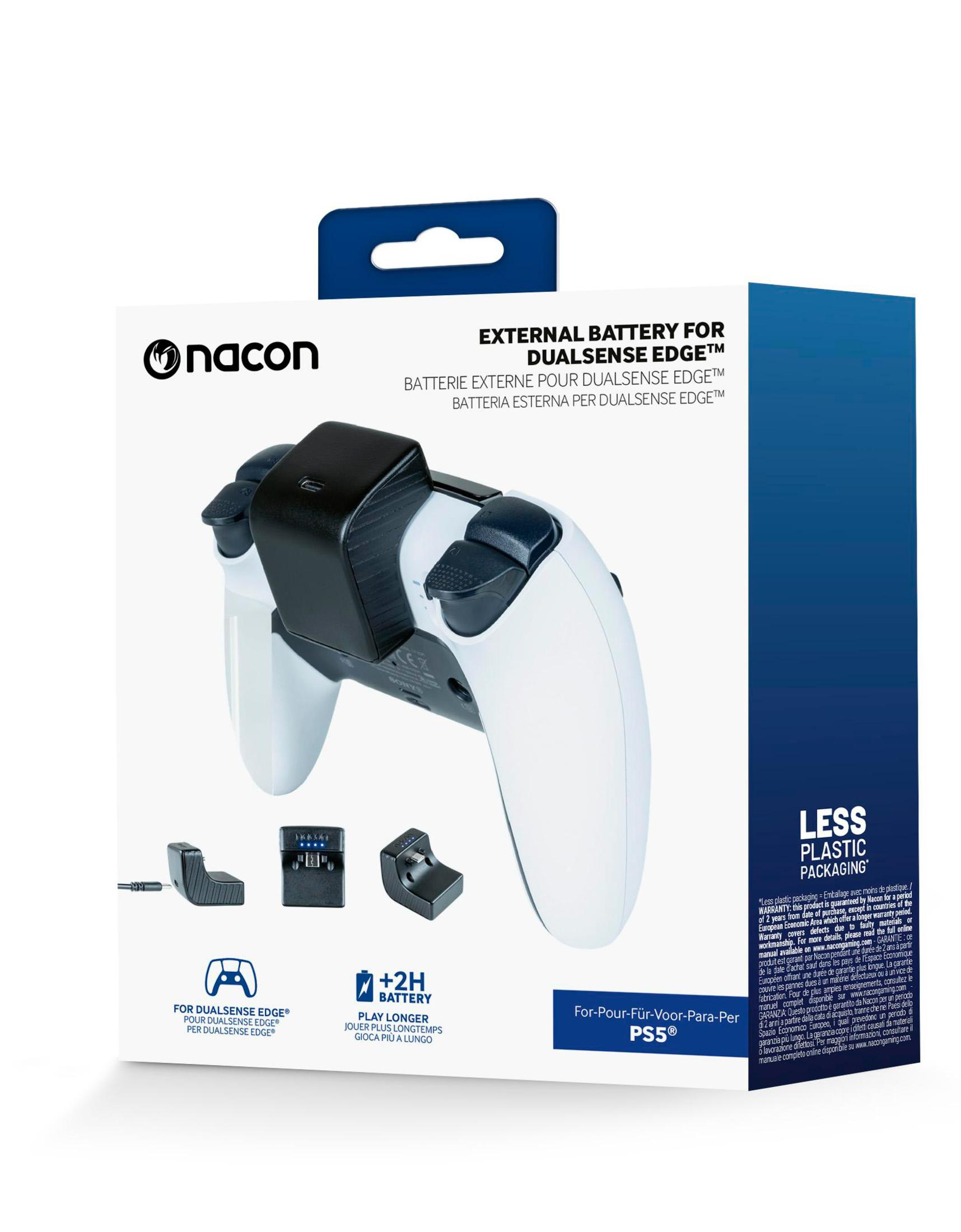 Biało-czarny zewnętrzny zestaw baterii do kontrolera DualSense Edge.