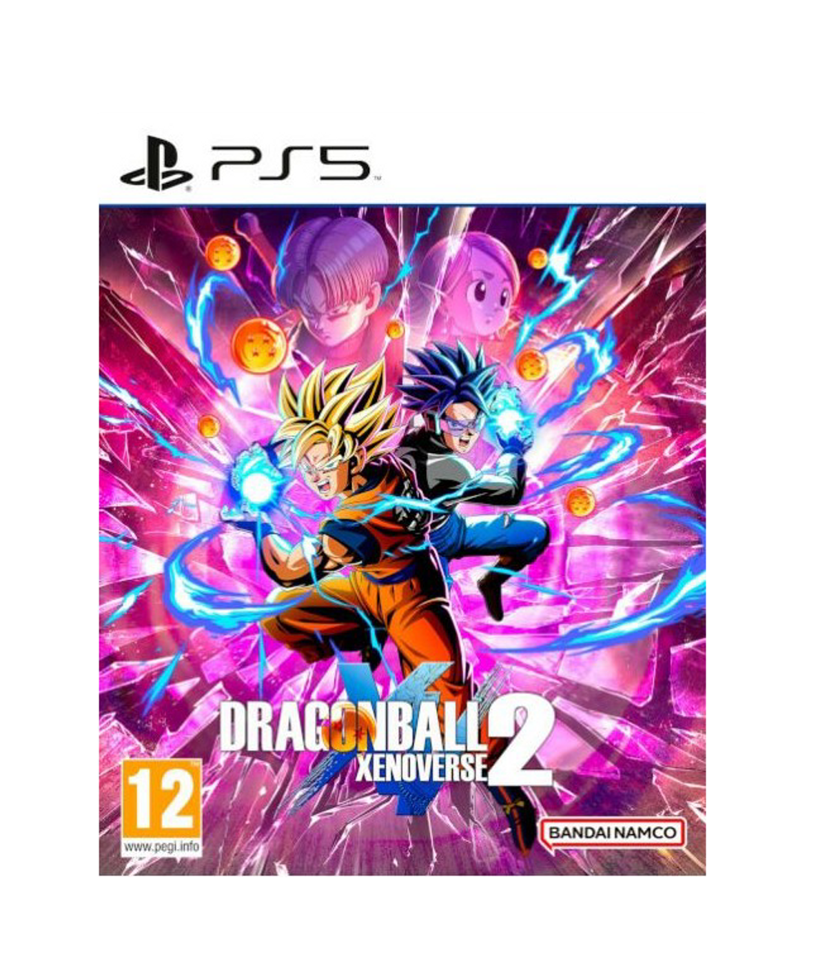 Pudełko z grą PS5 Dragon Ball Xenoverse 2, z postaciami z efektami energii.